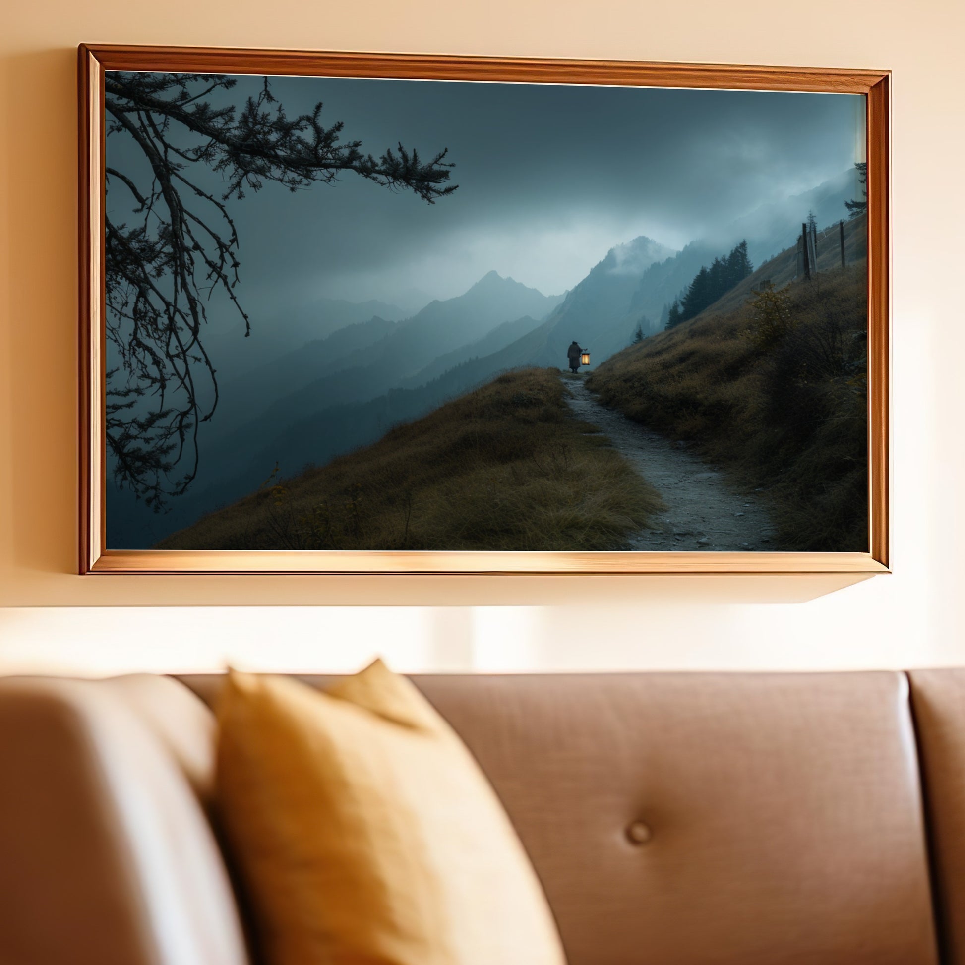 Mountain Pathway Misty Landscape Wall Art Print