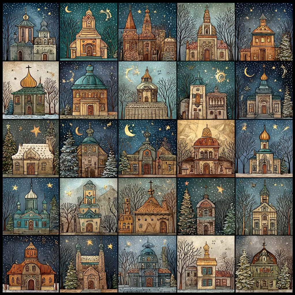 Winter Holiday Inspired Building Art Collection