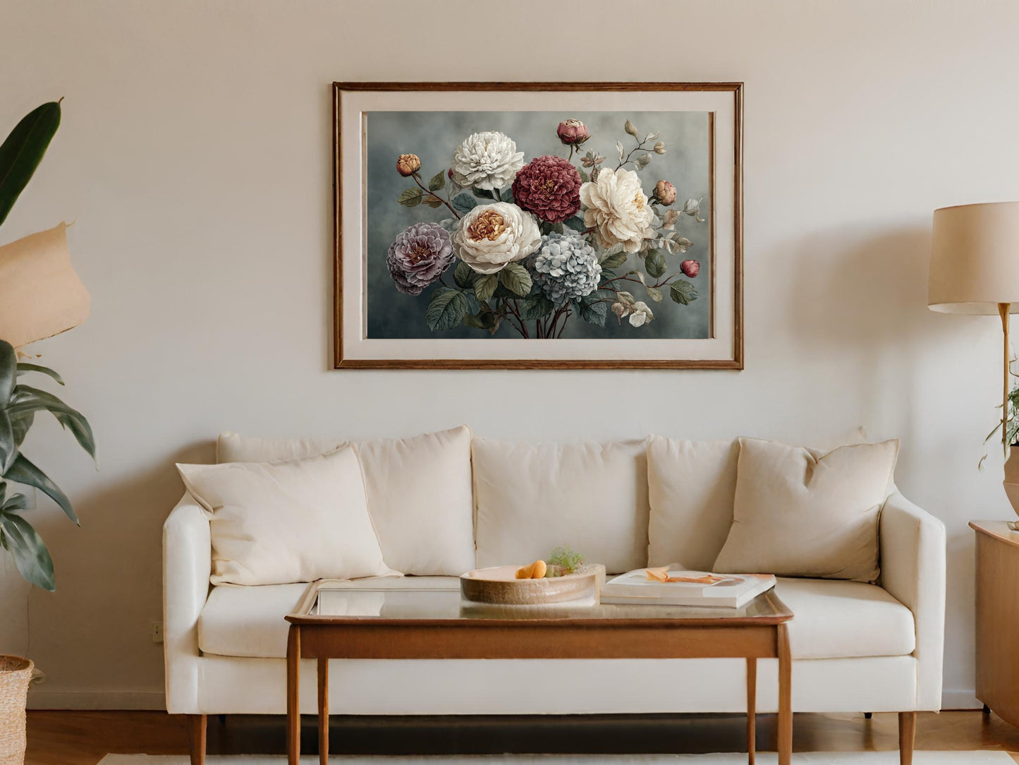Elegant Botanical Floral Art Print for Living Room Decor