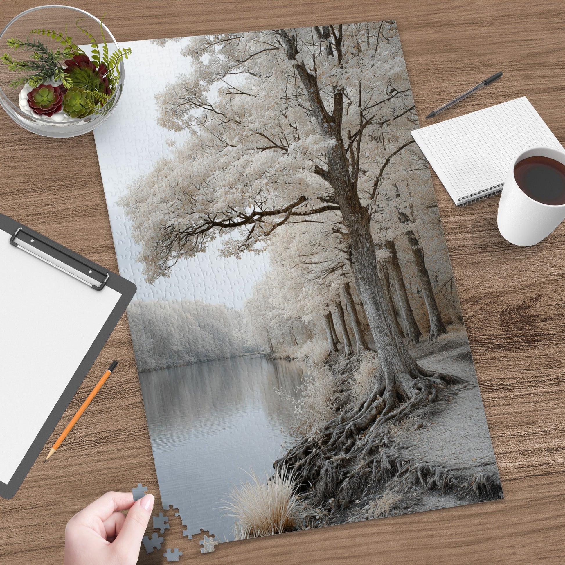 Serene Snowy Forest Large Landscape Puzzle