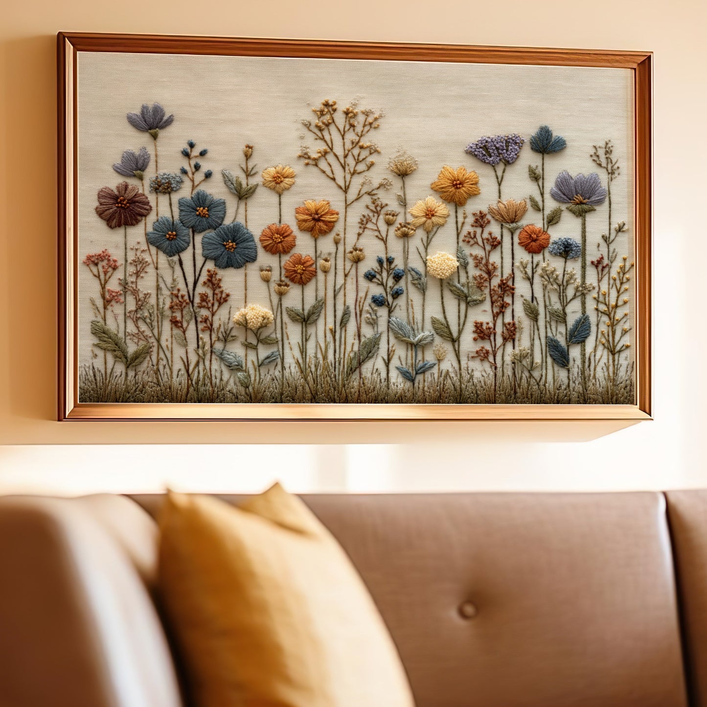 Handcrafted Floral Embroidery Framed Wall Art Product