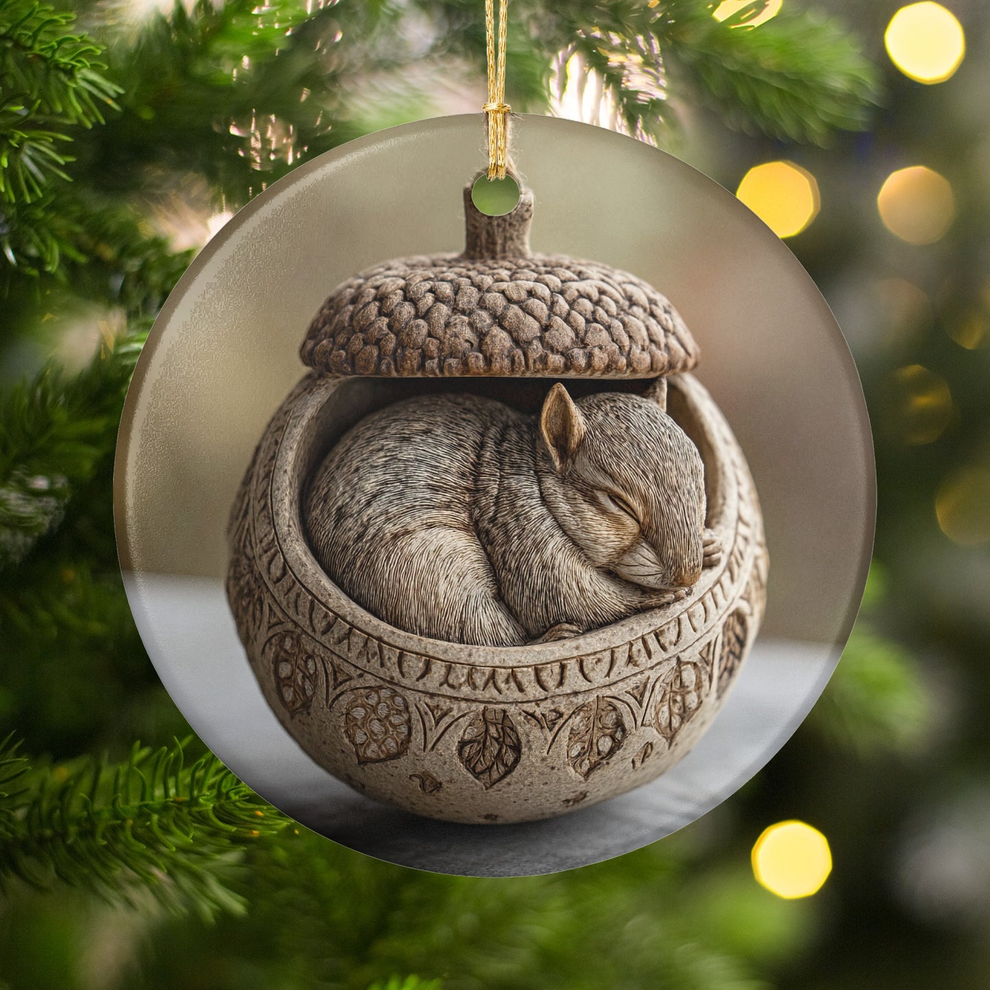 Adorable Sleeping Squirrel Ornament for Christmas Tree
