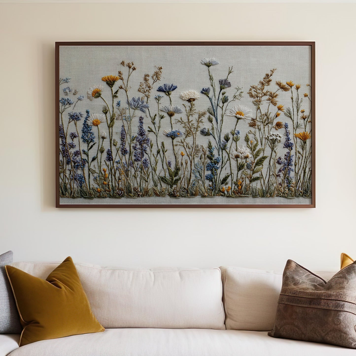 Embroidered Wildflower Field Art Framed Wall Decor product type