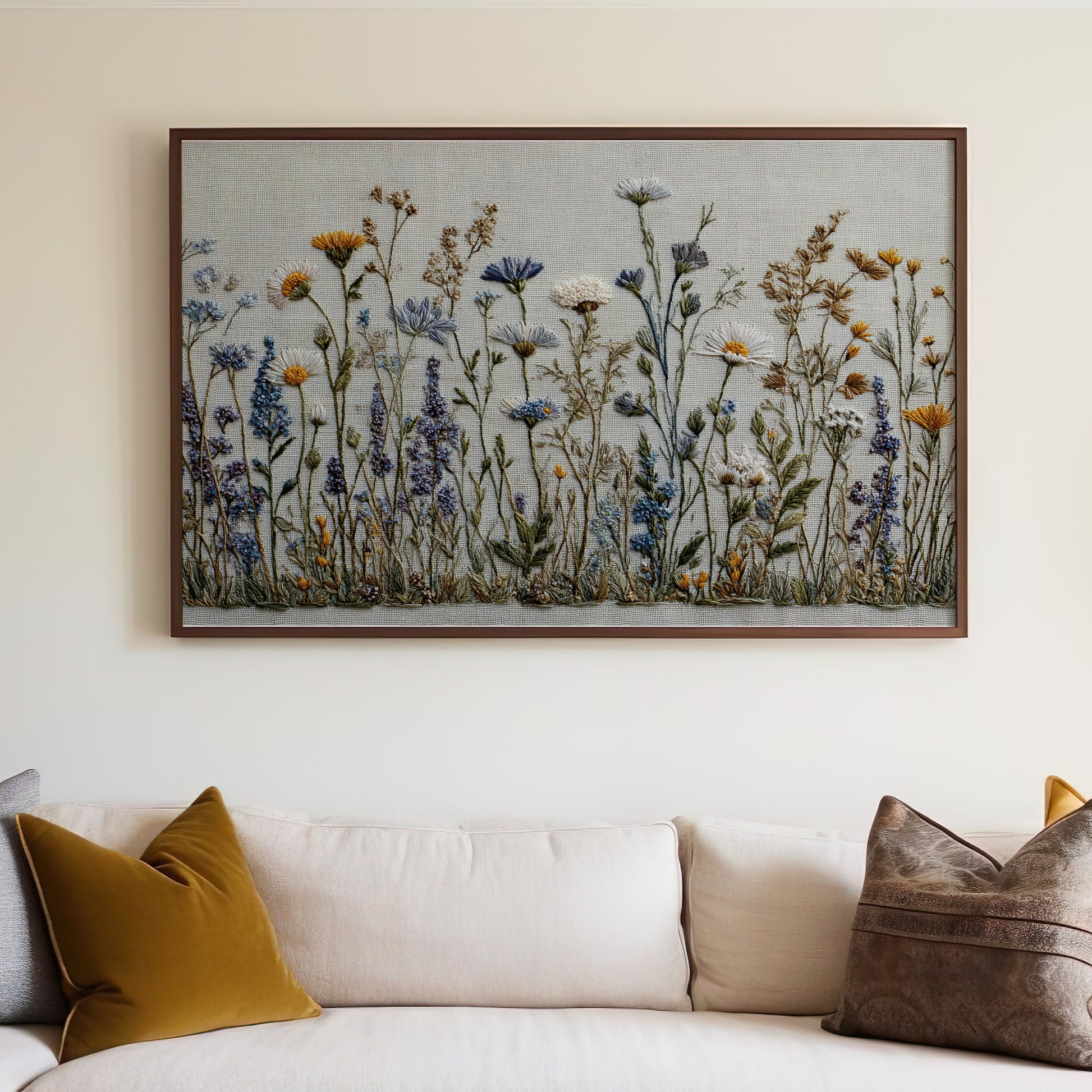 Embroidered Wildflower Field Art Framed Wall Decor product type