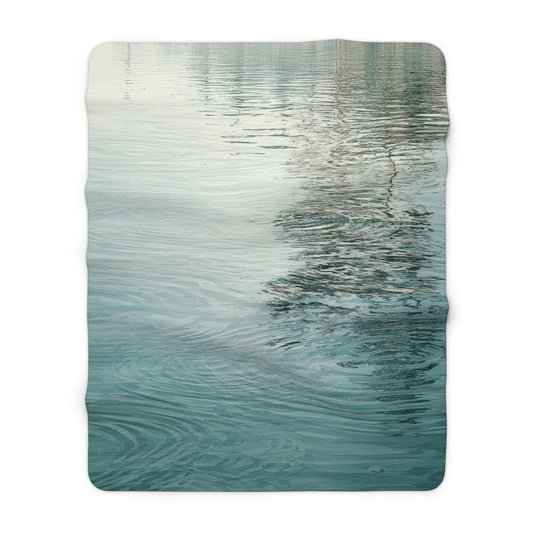 Ocean Reflection sherpa blanket — soft aqua water texture throw, spa home decor, relaxing gift, fleece blanket