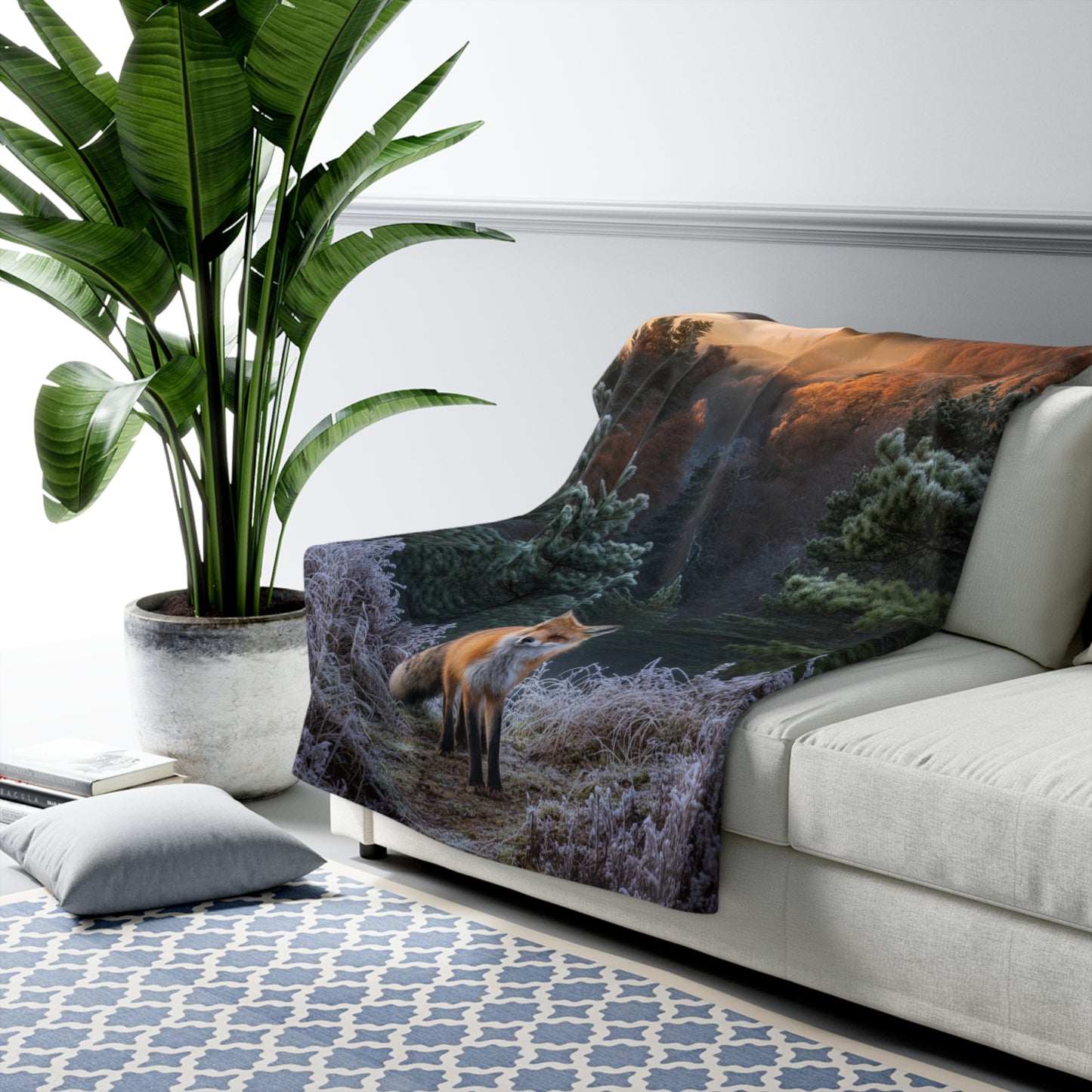 Bold Print Sherpa Blanket 60x80 | Statement Throw Blanket | Unique Home Gift