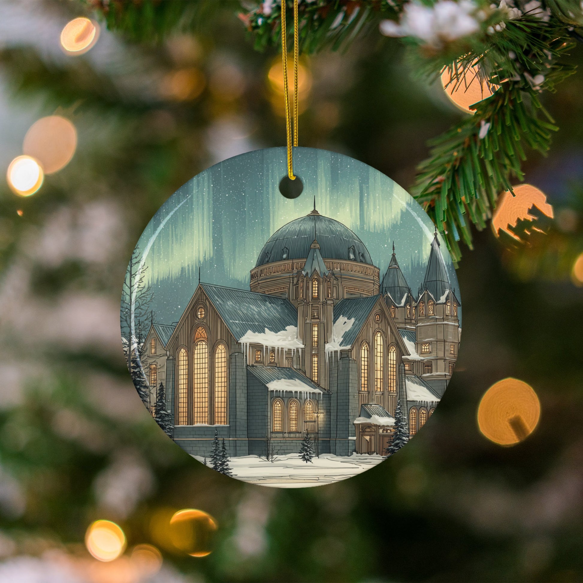 Christmas Ornament with Winter Church Scene