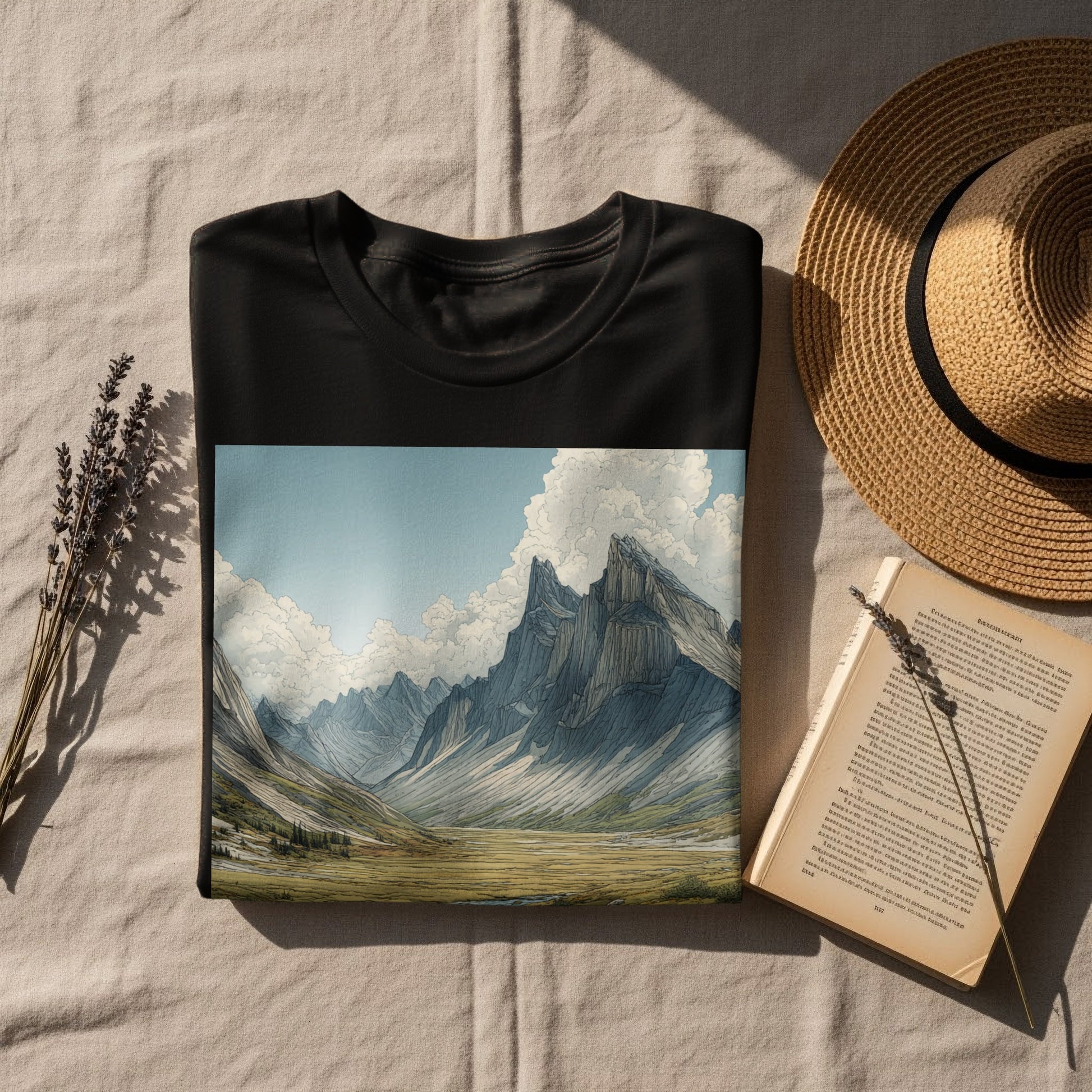 Serene Mountain Landscape Art Tee for Nature Lovers