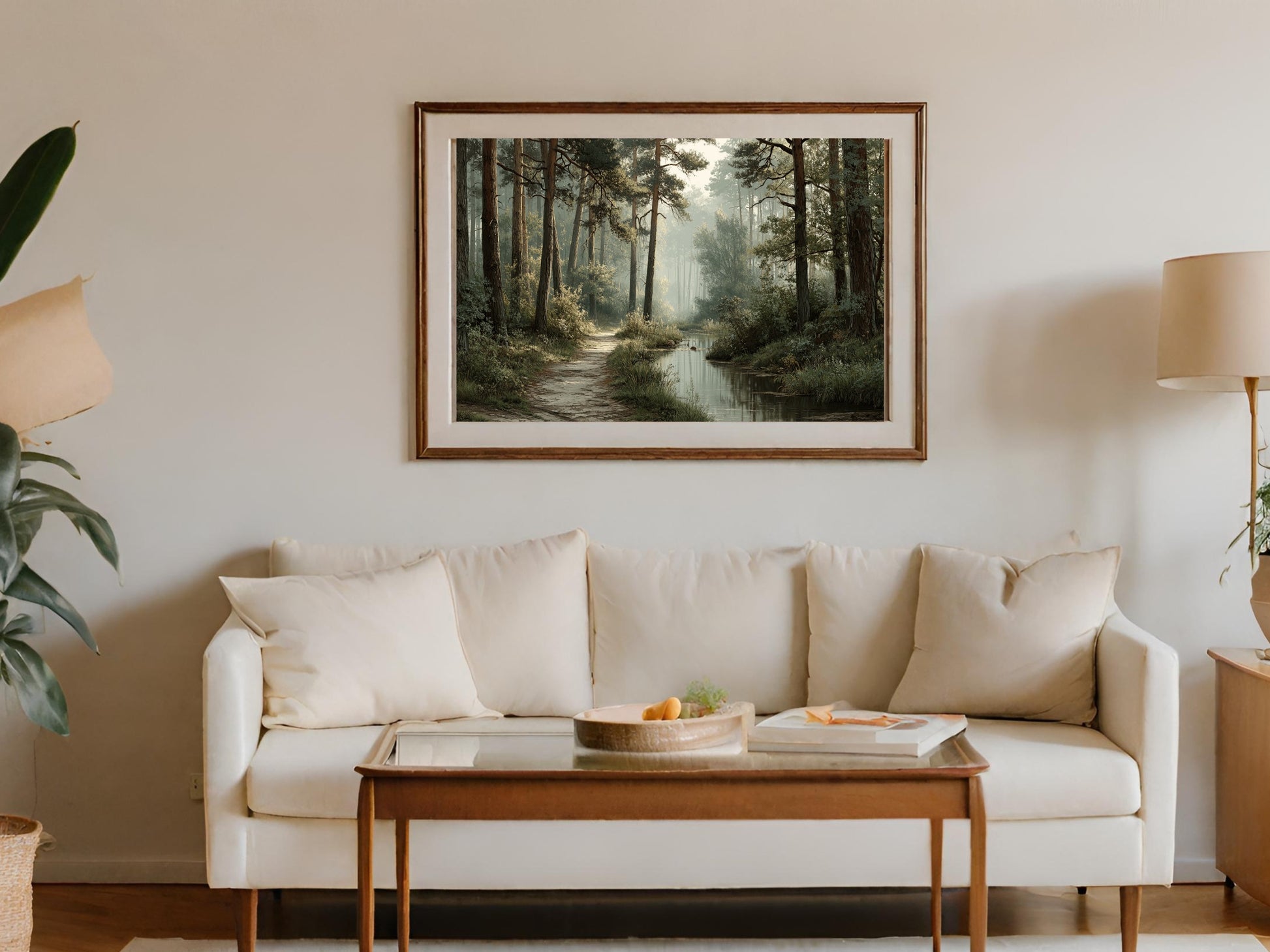 Serene Forest Pathway Framed Wall Art for Home Decor