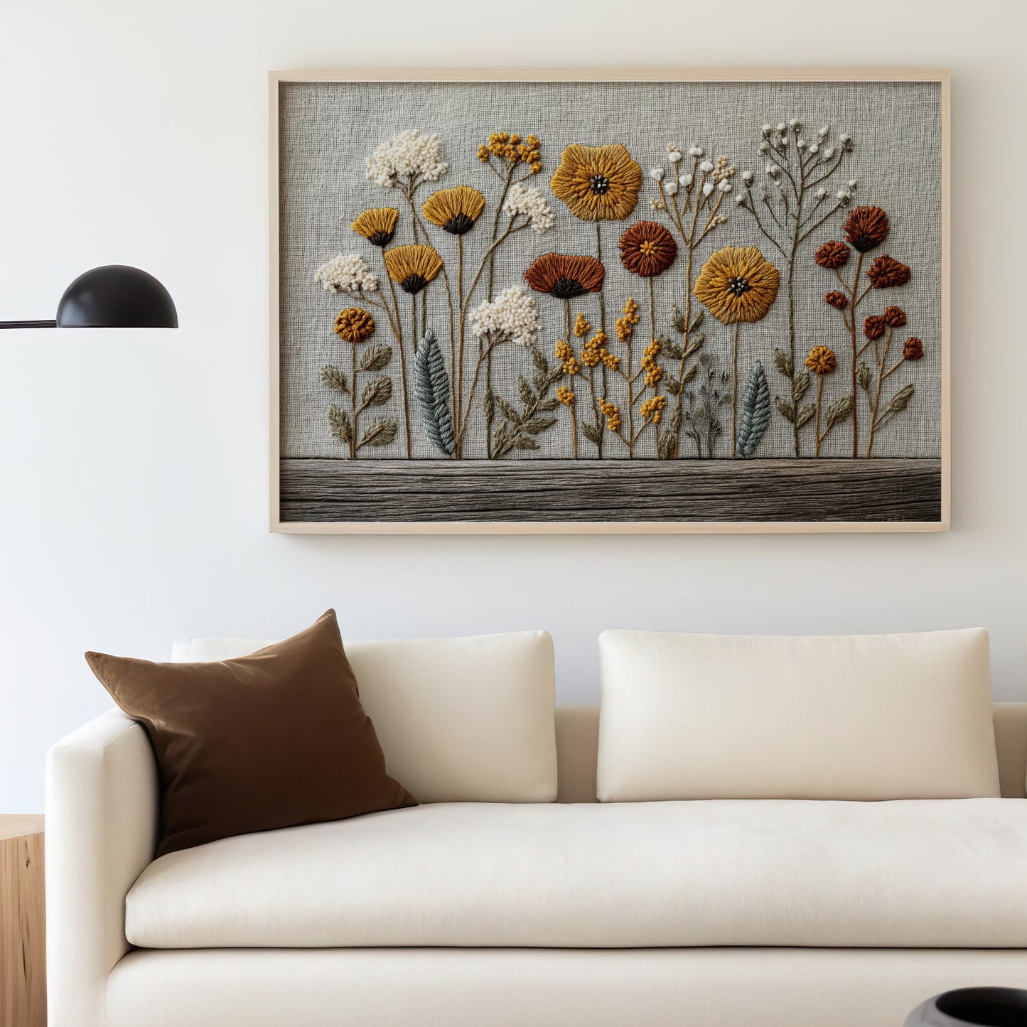 Elegant Floral Embroidery Artwork for Home Decor