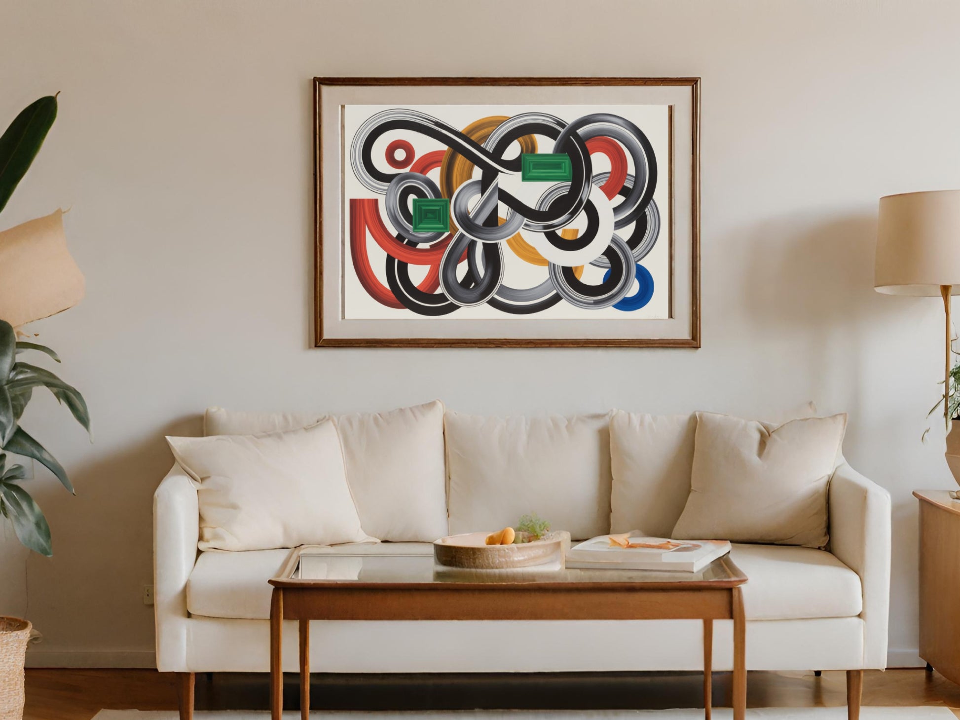 Abstract Colorful Curved Shapes Modern Wall Art