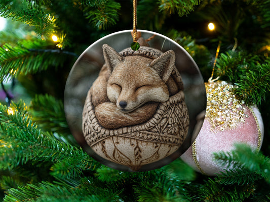 Cozy Fox in Knit Sweater Ornament Christmas Decoration