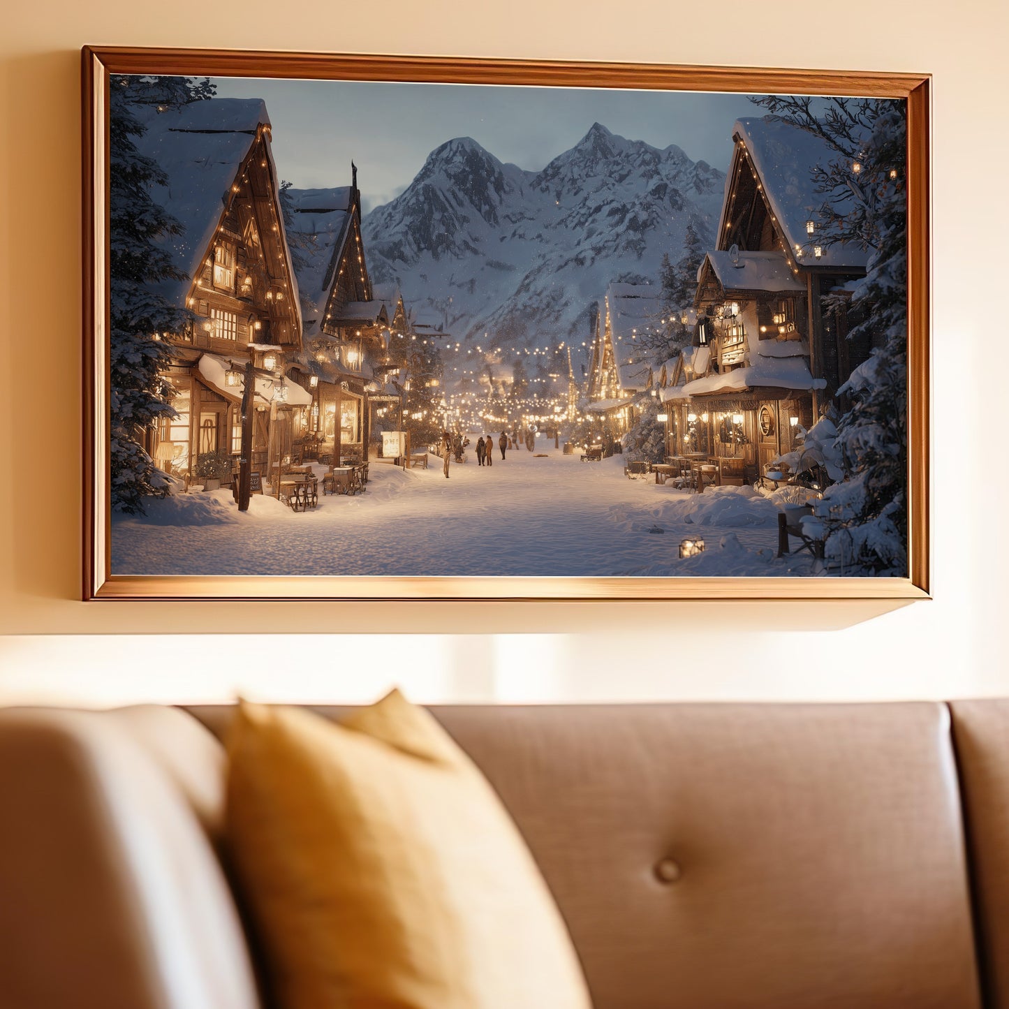 Enchanted Snowy Village Mountains Warm Lights product type