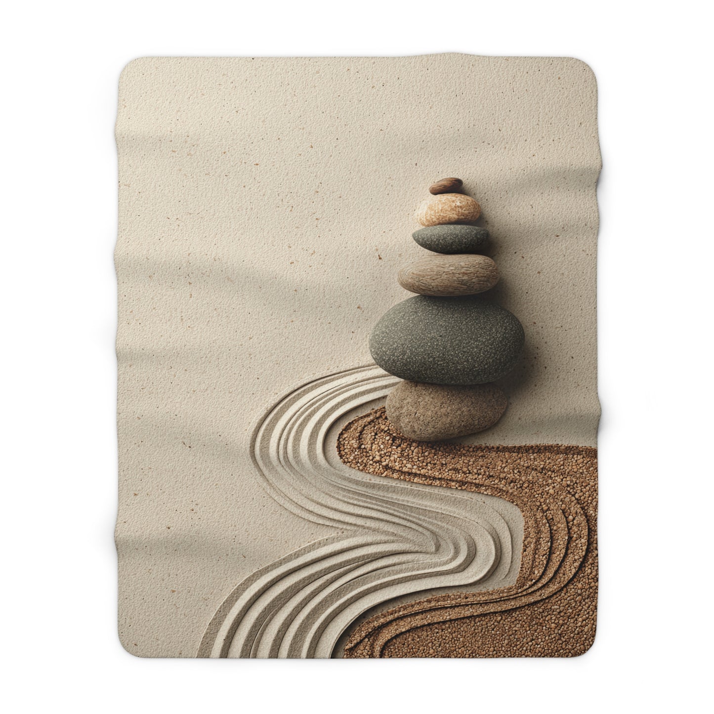 Zen Stacked Stones sherpa blanket — cozy spa-inspired fleece throw, meditation gift, self care, boho decor