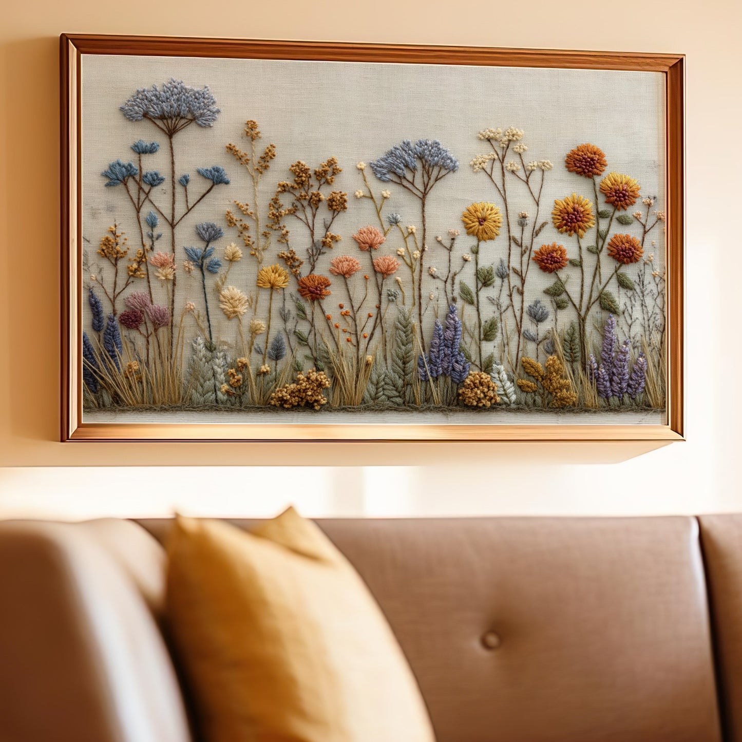 Beautifully Crafted Embroidered Floral Wall Art Decor