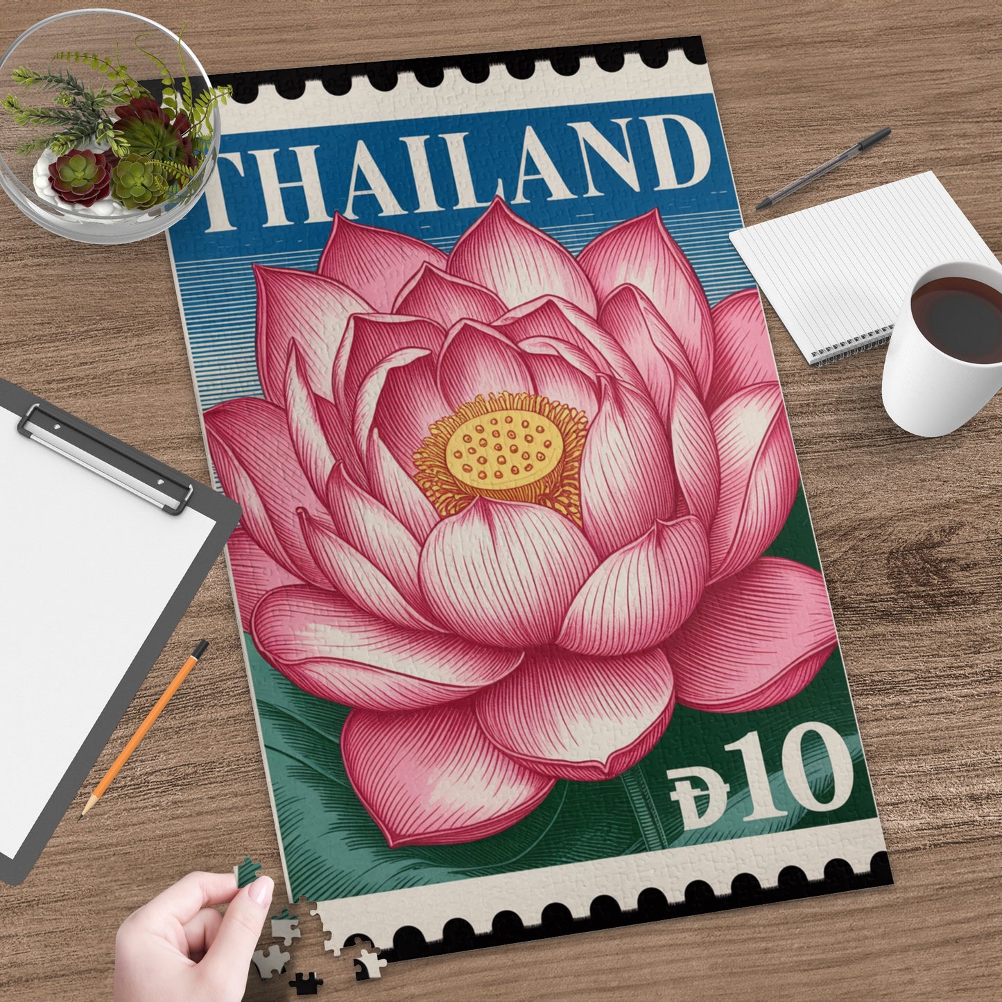 Thailand Pink Lotus Stamp Jigsaw Puzzle