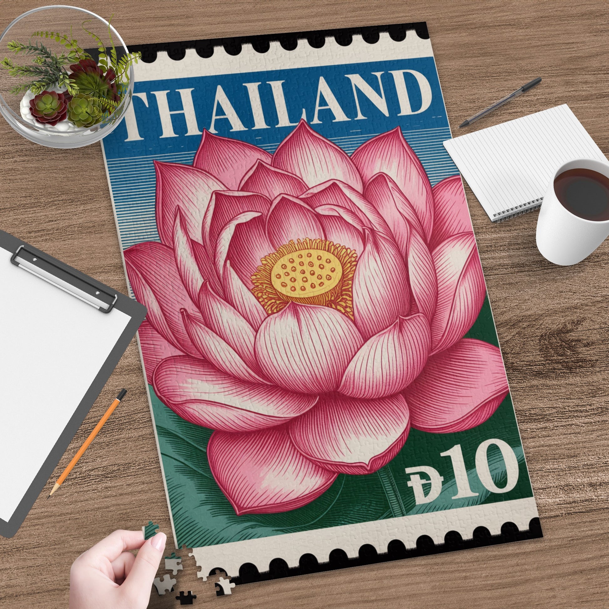 Thailand Pink Lotus Stamp Jigsaw Puzzle