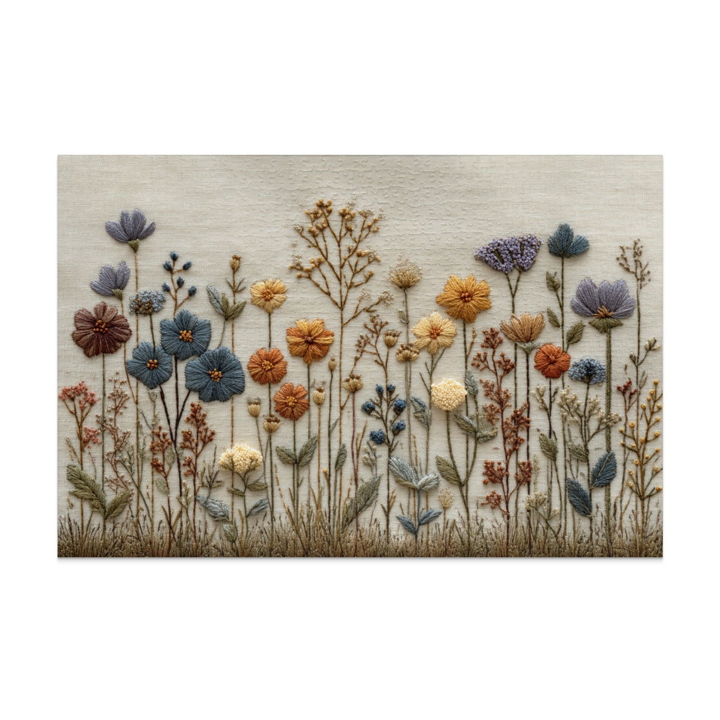 Hand-Stitched Floral Botanical Artwork Wall Decor