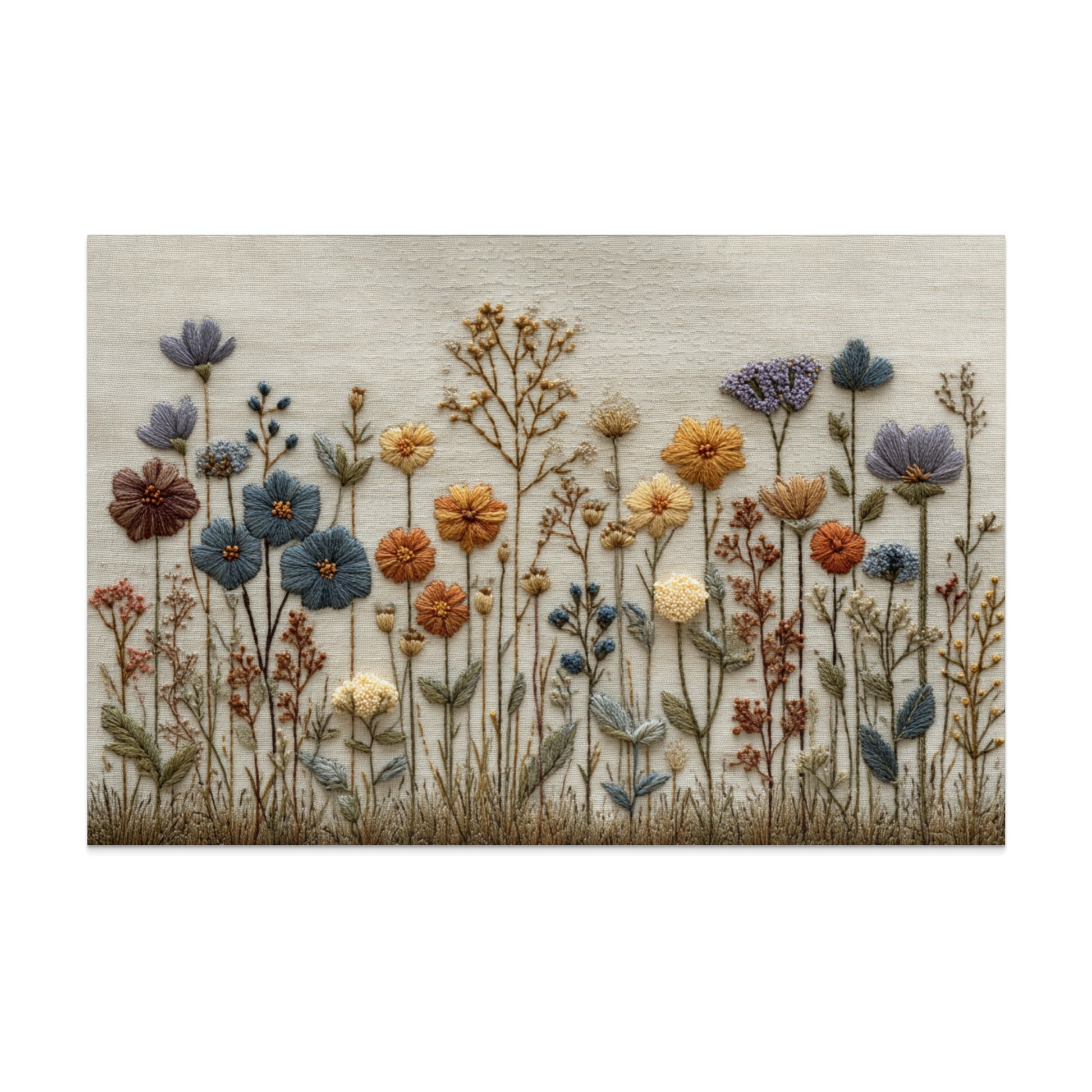 Hand-Stitched Floral Botanical Artwork Wall Decor