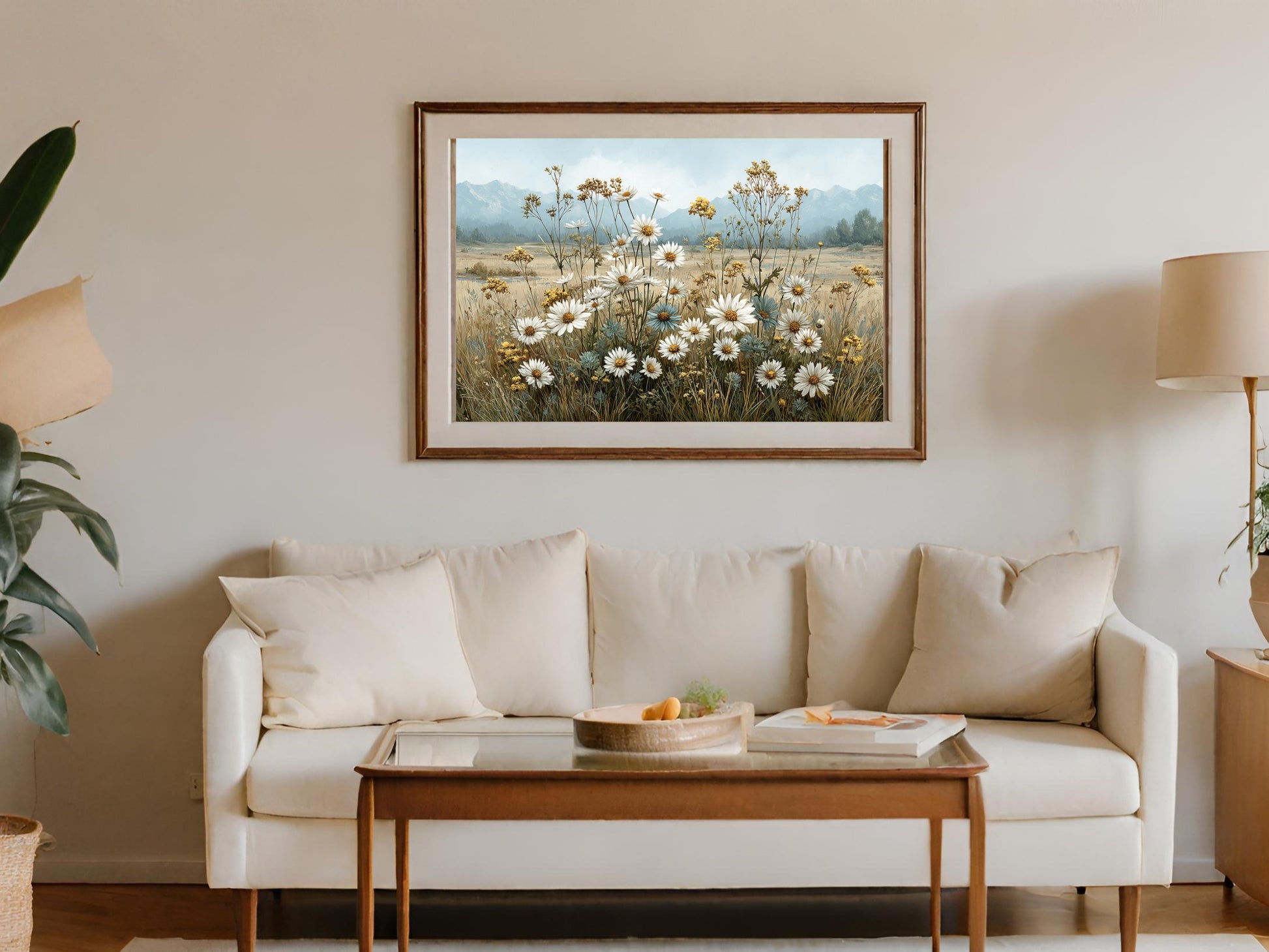 Beautiful Framed Wildflower Art Print for Living Room Decor
