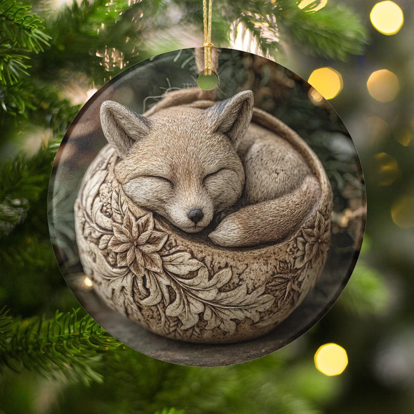 Cute Sleeping Fox Decorative Hanging Ornament for Holidays