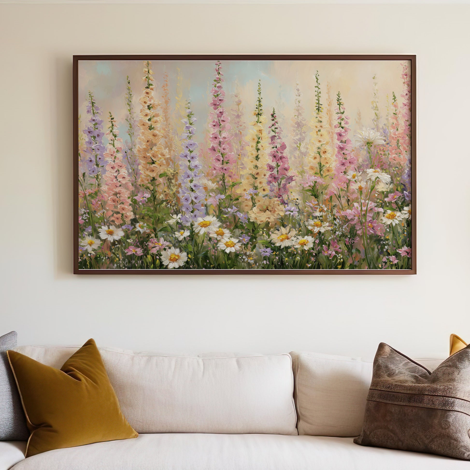 Colorful Tall Flowers Daisy Meadow Wall Art Painting product type