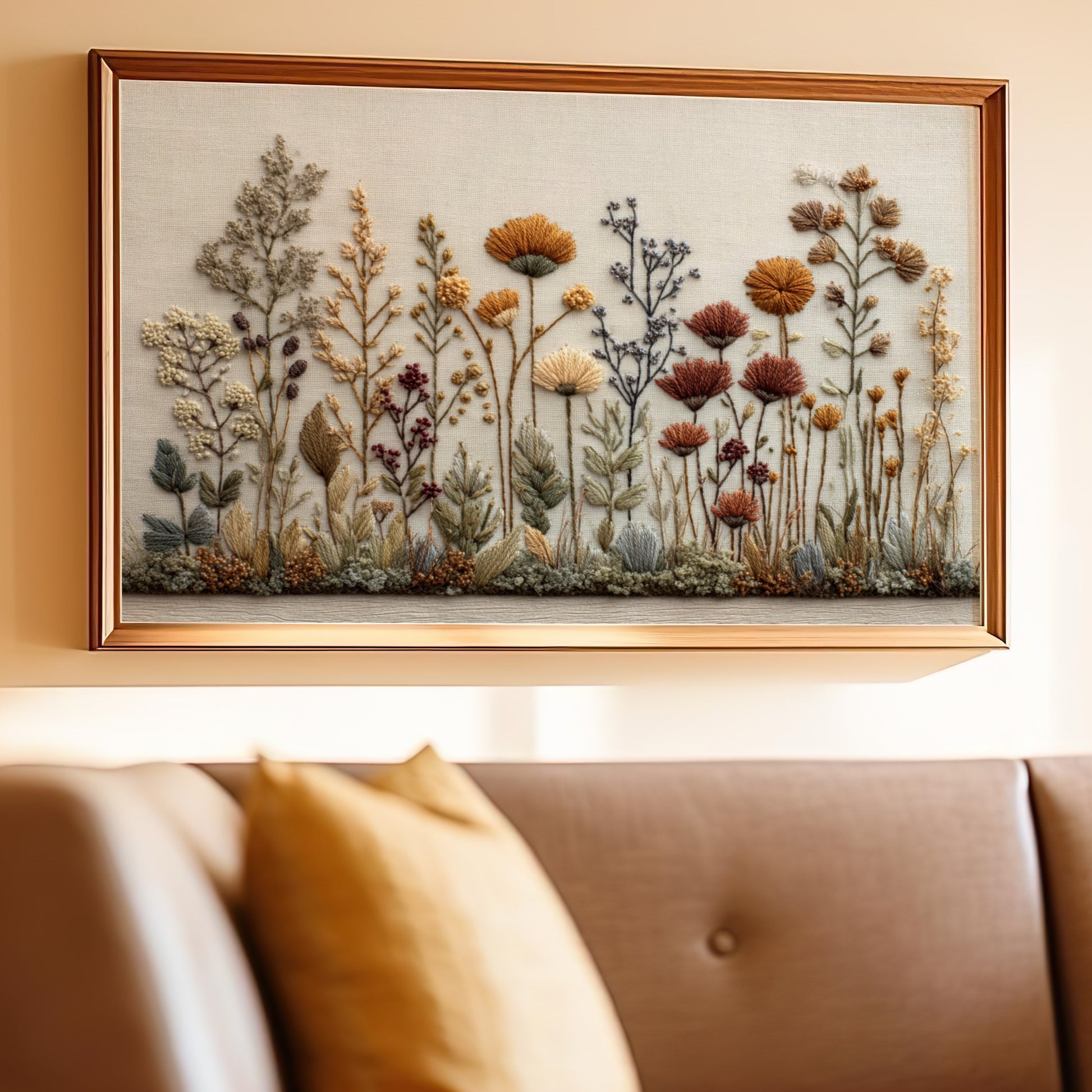 Botanical Embroidery Wall Art for Home Decor