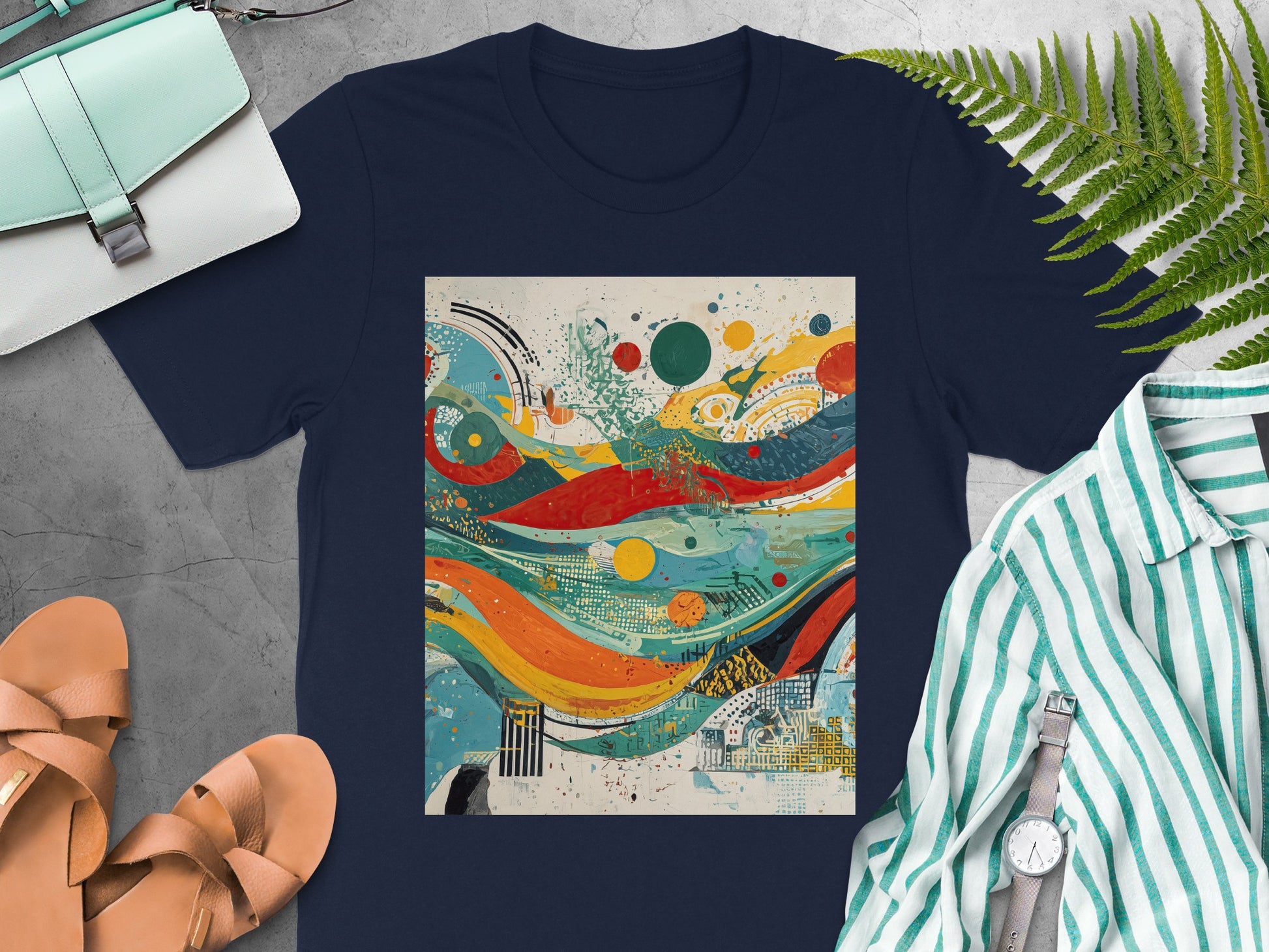 Colorful Abstract Wavy Pattern Art Design product type
Abstract Art
Colorful Design
Wavy Pattern
Graphic Tee
Modern Abstract
Vibrant Print
Artistic Apparel
Fluid Lines
Dynamic Graphic
Contemporary Art
Unique Design
Abstract Waves
Streetwear
Casual Top
Painterly Style
Red Yellow Green
Orange Teal Art
Fashion Tee
Creative Print
Expressive Art