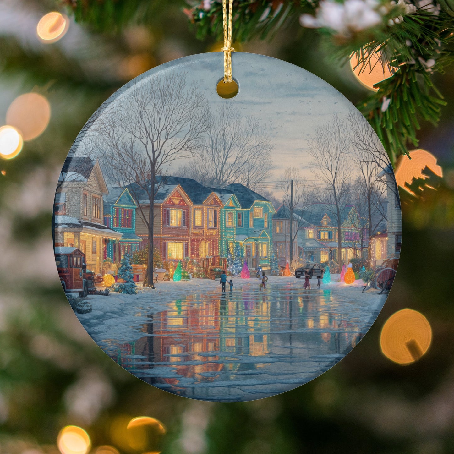 Festive Christmas Street Scene Holiday Decoration