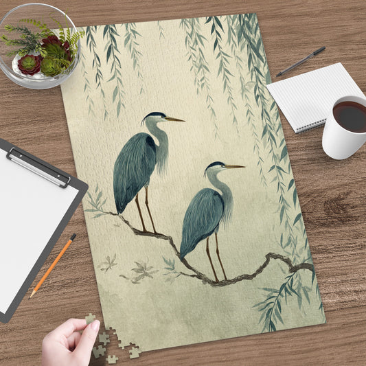 Tranquil Heron Scene Jigsaw Puzzle for Nature Lovers