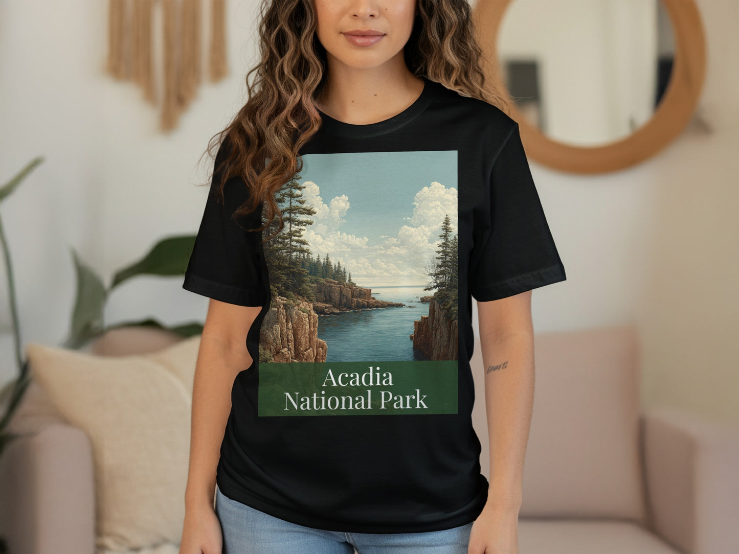 Acadia National Park Scenic Art Black T-Shirt