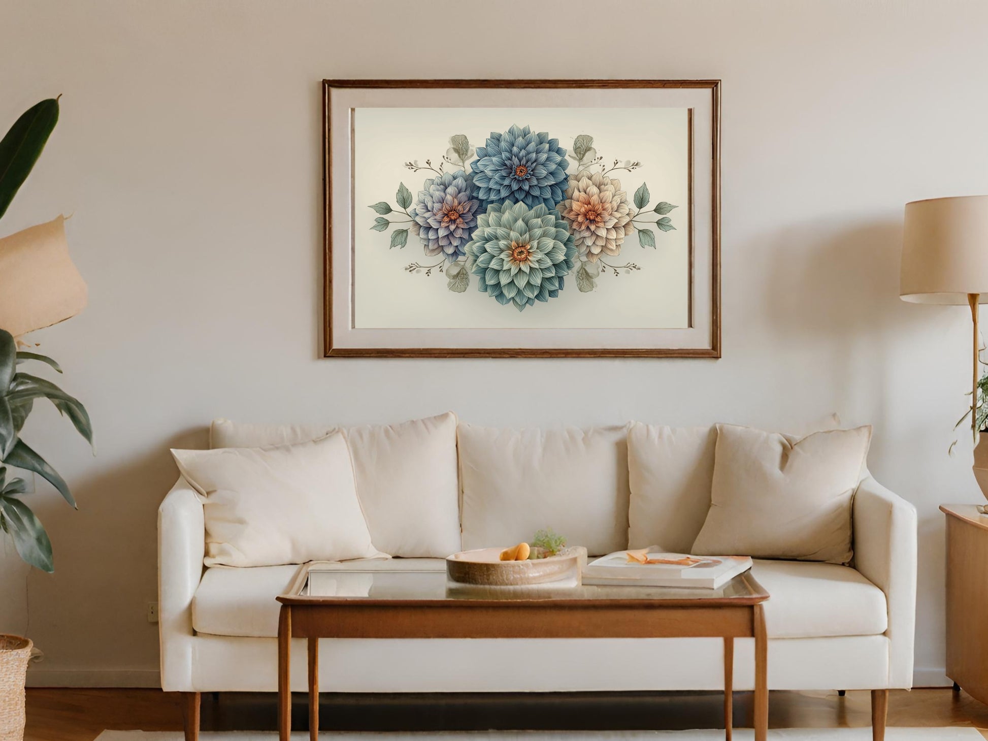 Elegant Floral Artwork in Wooden Frame Home Decor