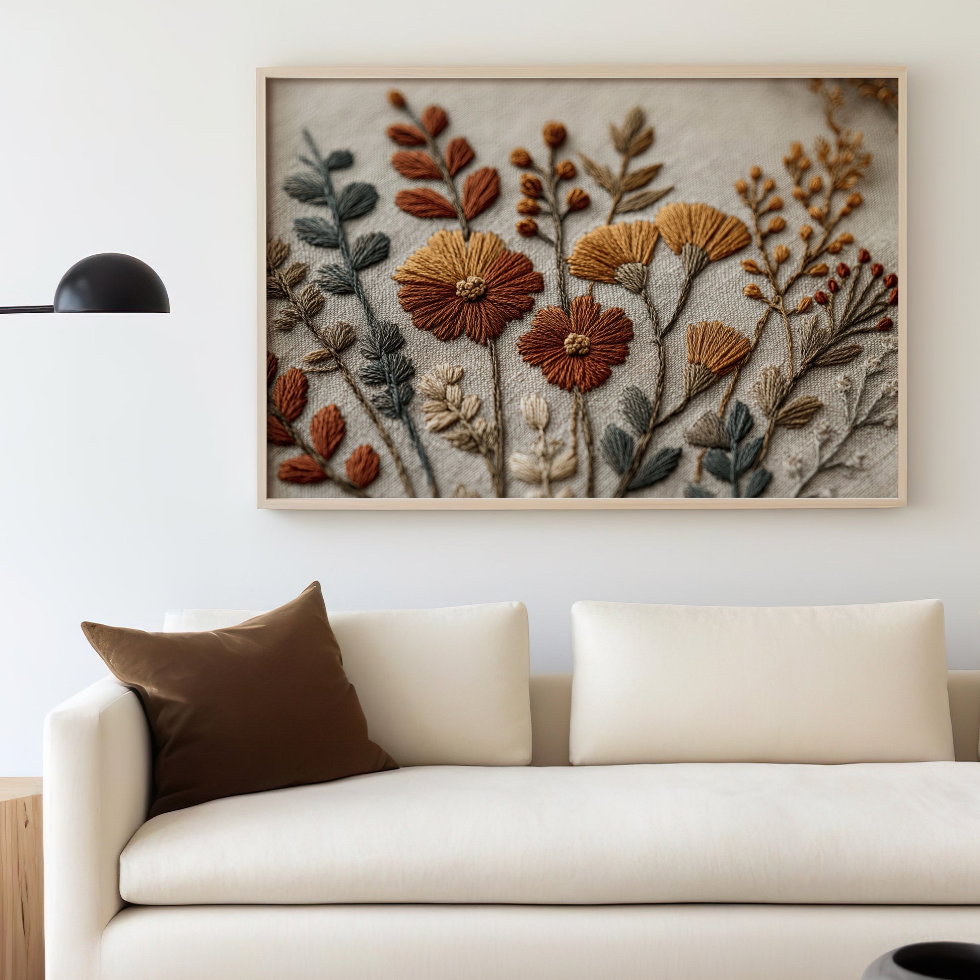 Intricately Embroidered Floral Framed Wall Art Product