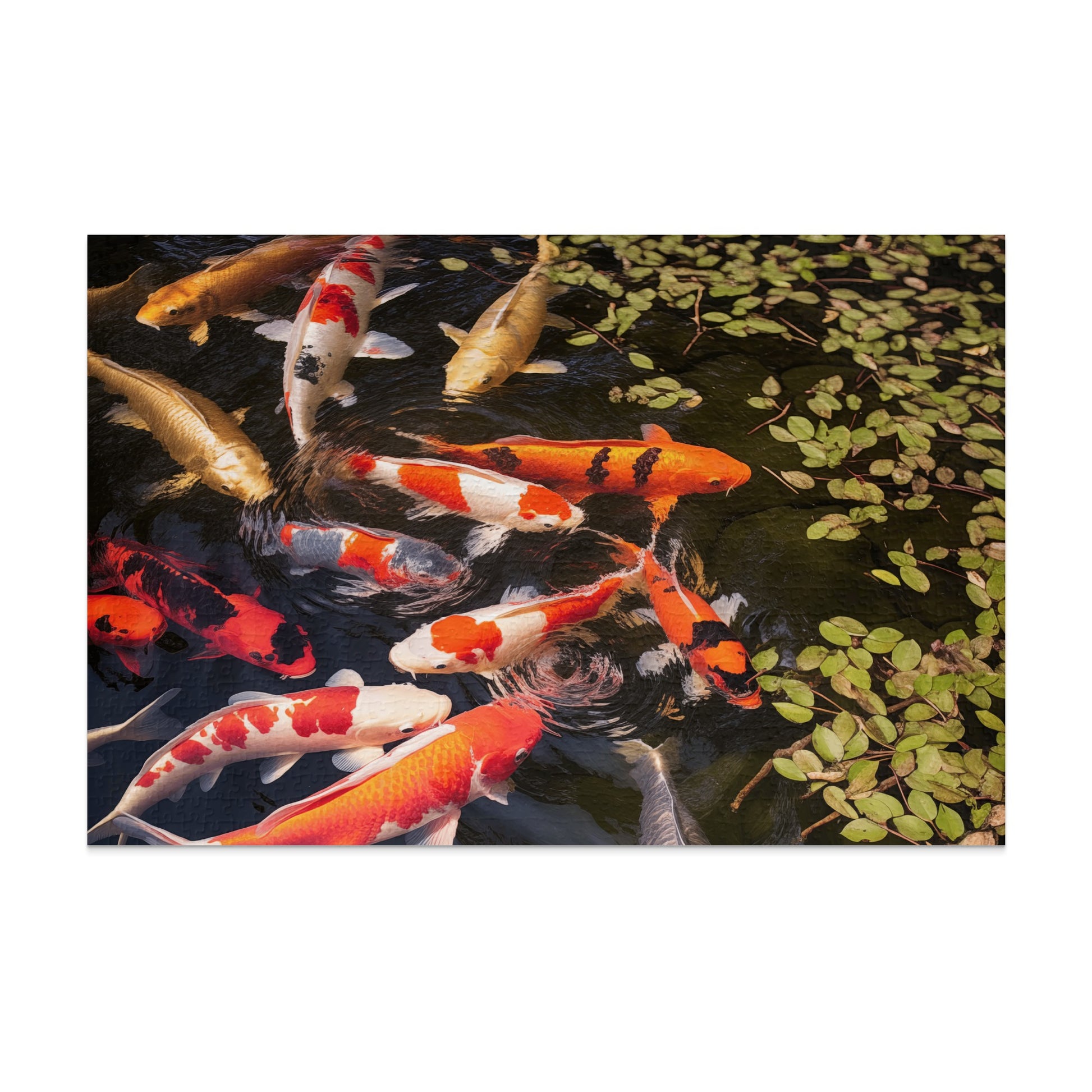 Colorful Koi Fish Swimming Among Water Plants art