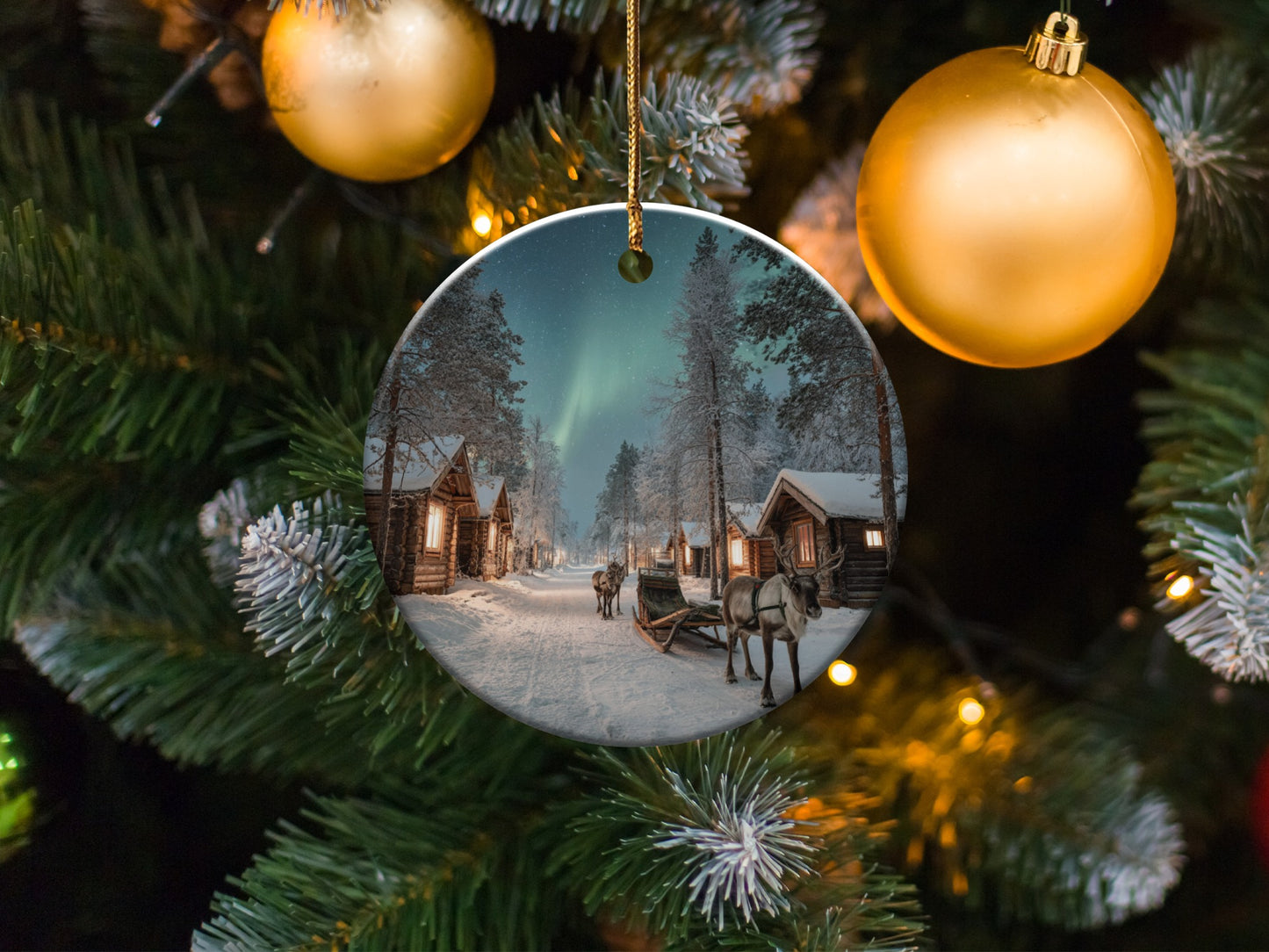 Winter Horse Carriage Scene Christmas Ornament