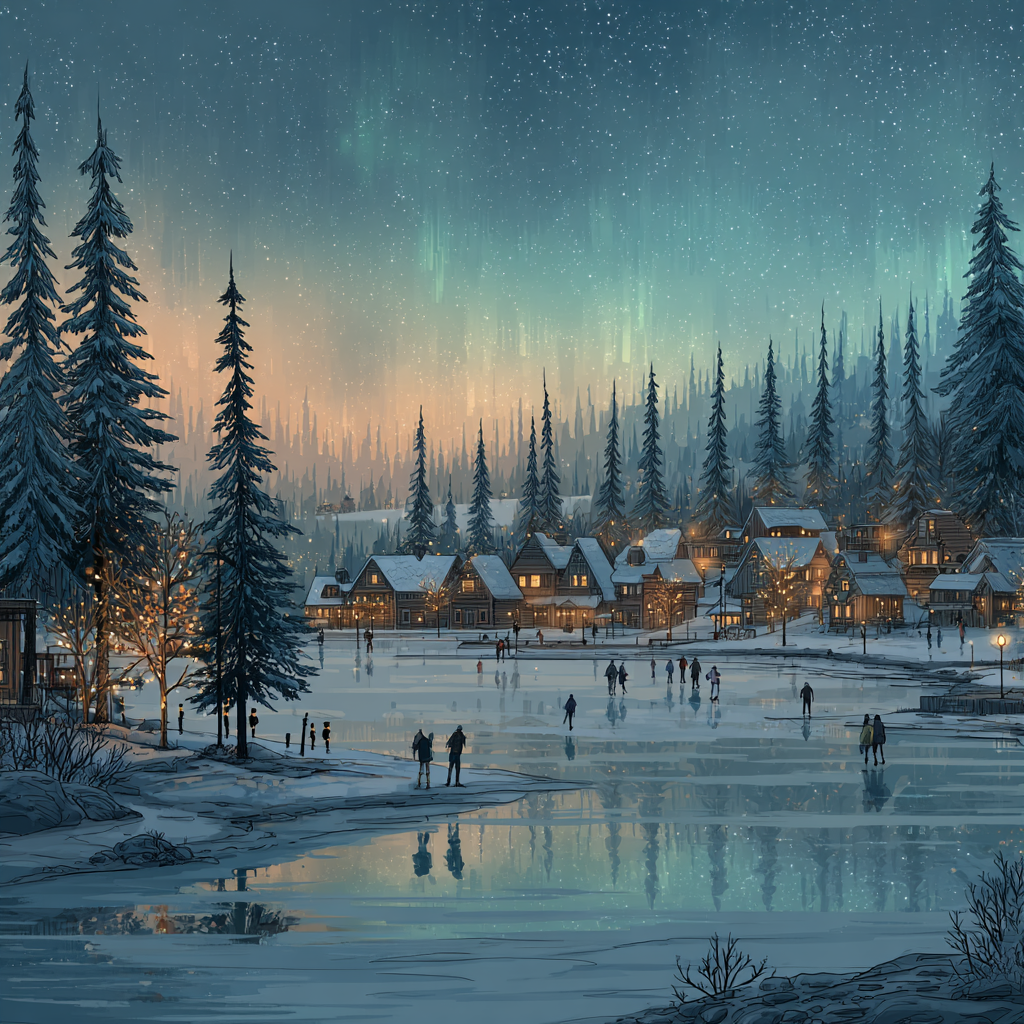 Winter Wonderland Village Skating Scene product