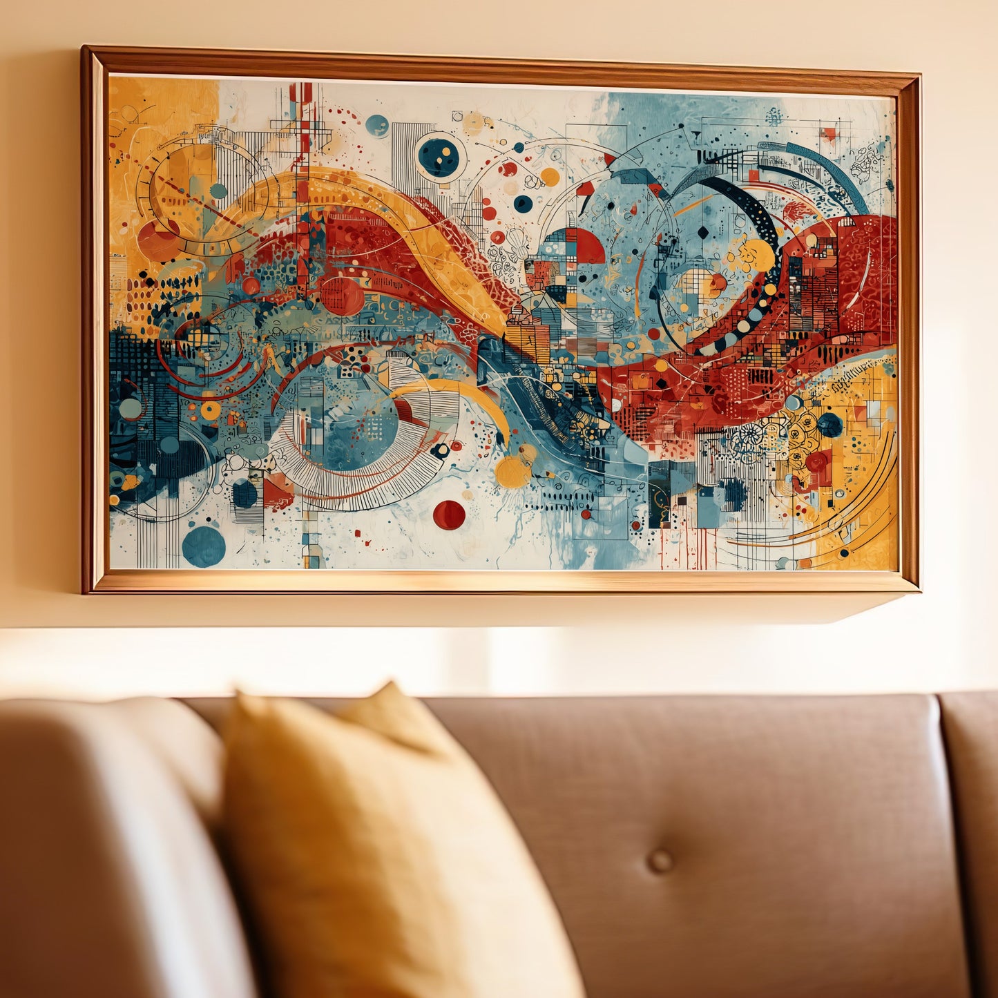 Abstract Dynamic Geometric Colorful Modern Framed Wall Art product type
Abstract painting
Modern art
Geometric design
Colorful wall art
Contemporary decor
Framed artwork
Vibrant print
Blue yellow red art
Artistic canvas
Home decoration
Office art
Dynamic patterns
Unique abstract
Living room decor
Abstract expressionism
Textured look
Wall hanging
Interior styling
Gallery piece
Abstract lines circles