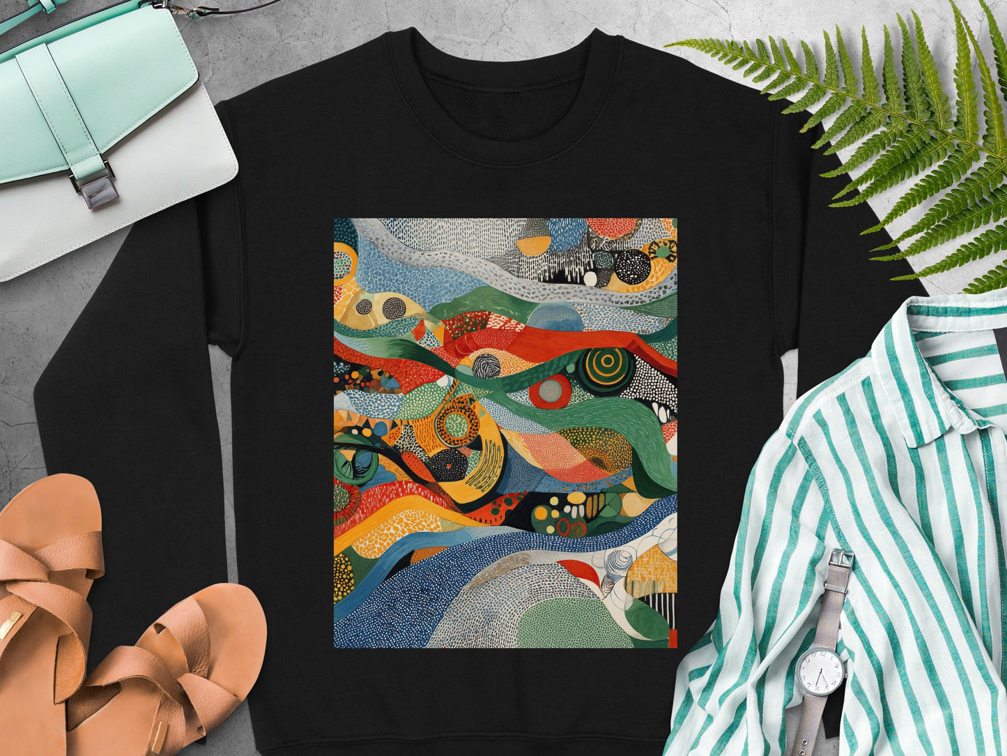 Abstract colorful landscape design sweatshirt product type