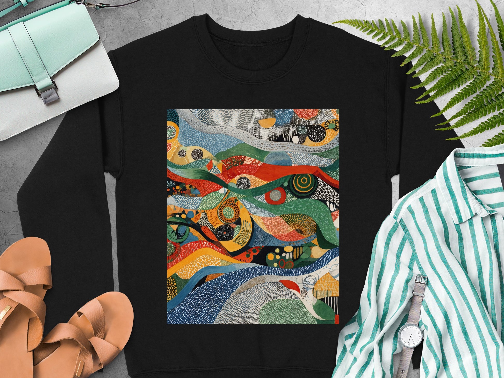 Abstract colorful landscape design sweatshirt product type