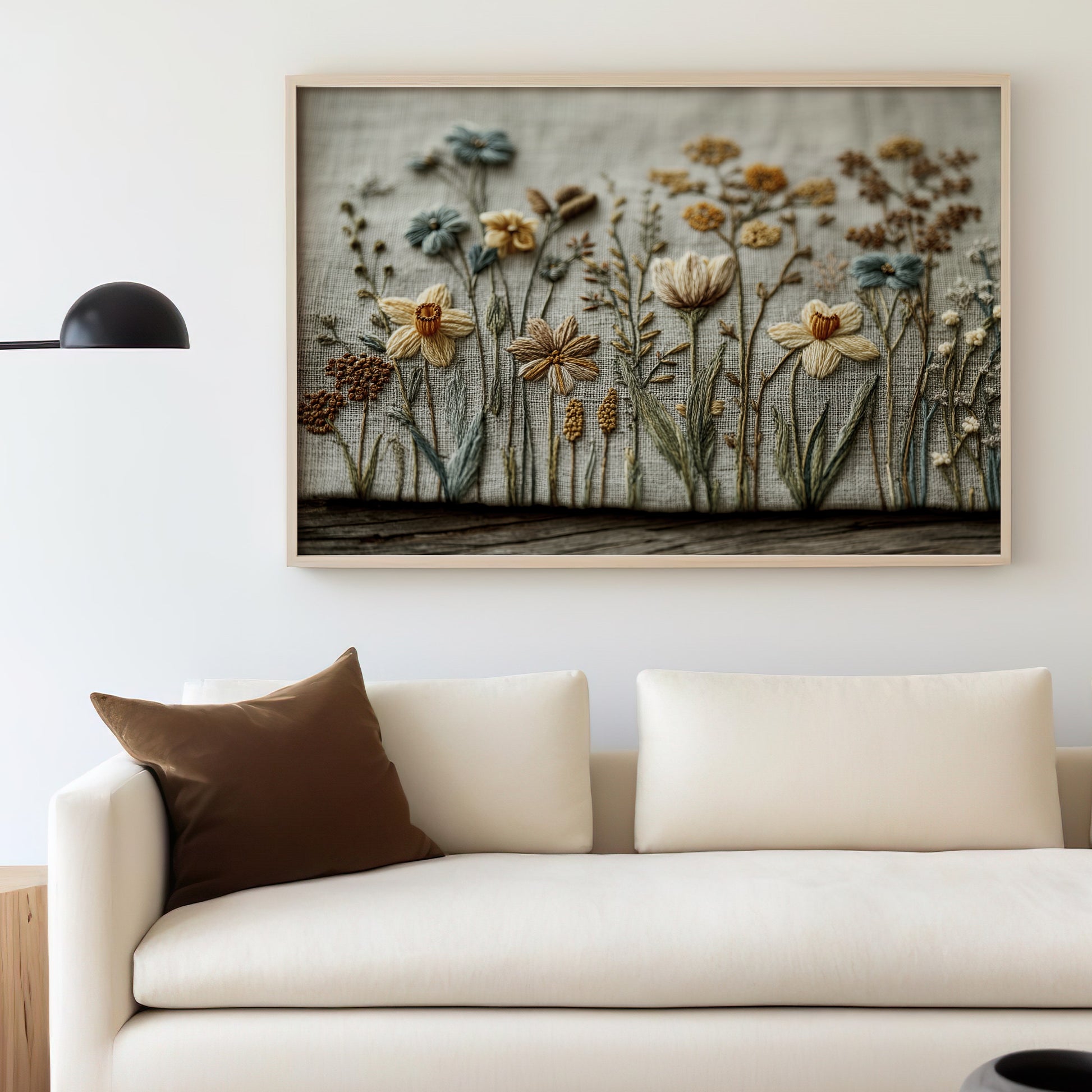 Floral Tapestry with Daffodils and Wildflowers Design