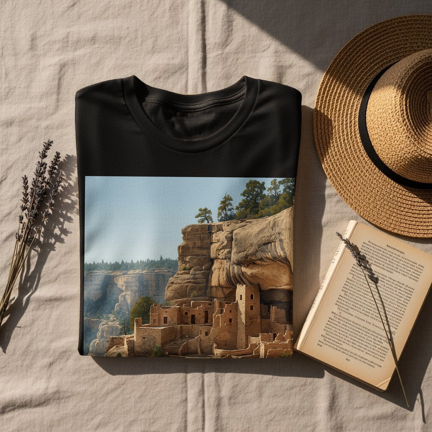 Scenic Cliff Dwellings Graphic Printed T-Shirt