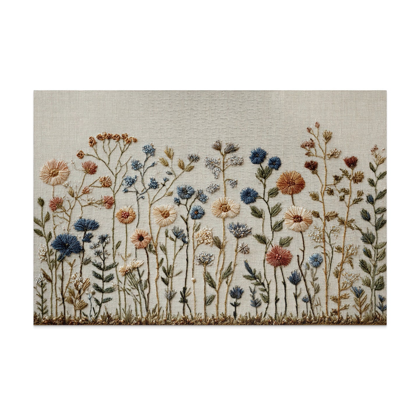 Embroidered wildflowers vibrant stitched botanical artwork product type