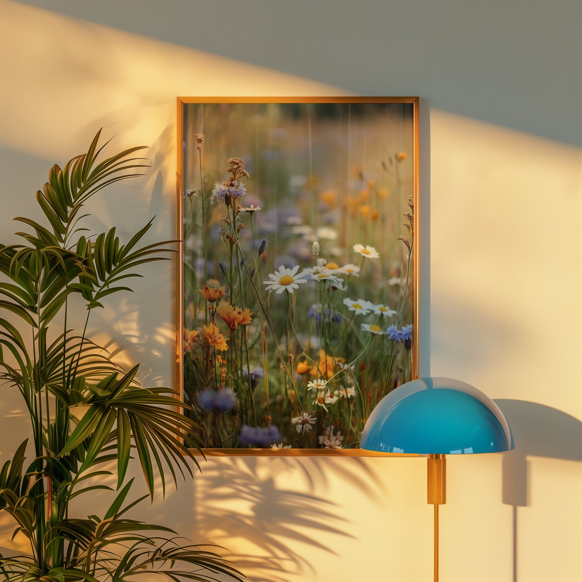 Vibrant Field Flowers Framed Wall Art for Home Decor