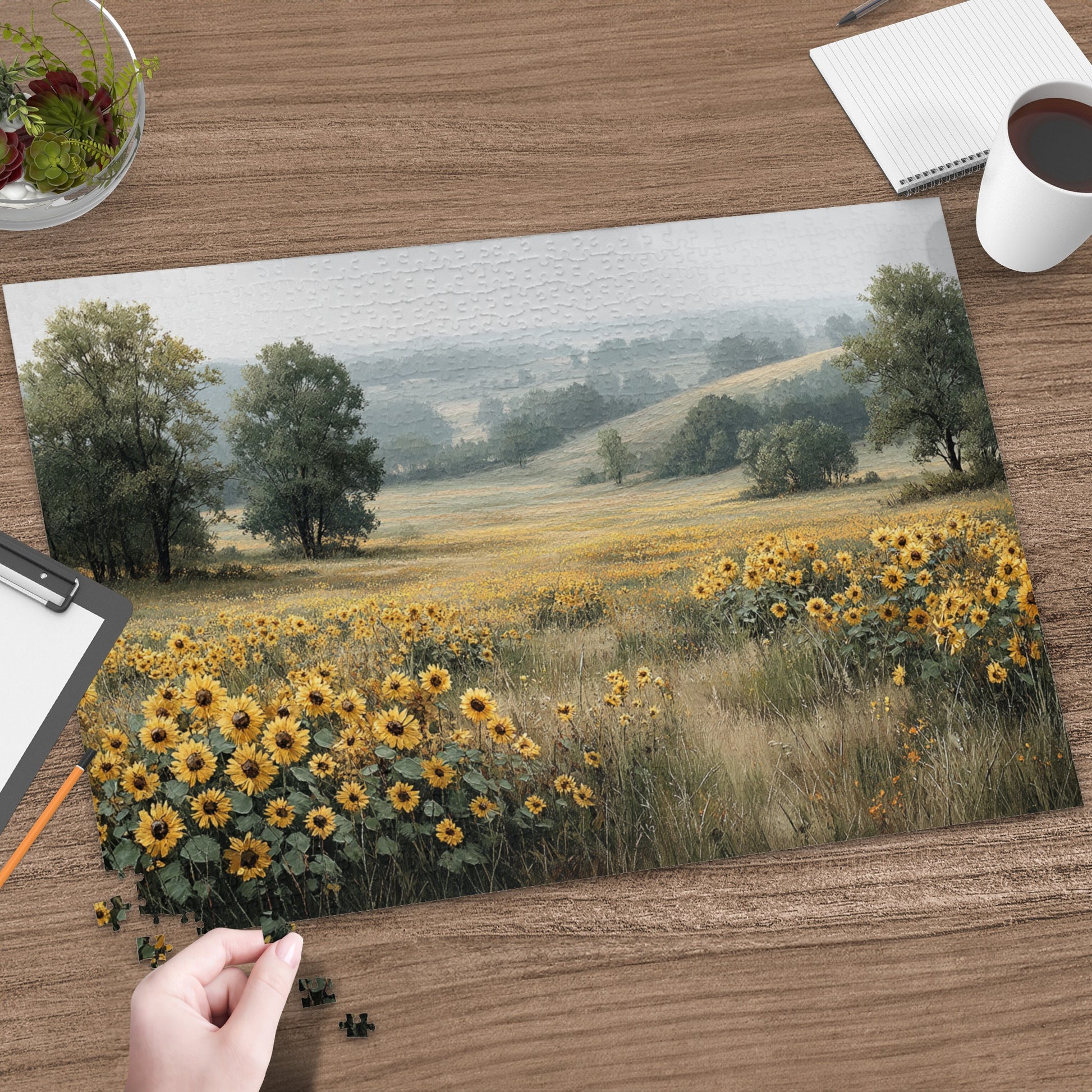 Scenic Countryside Sunflower Field Jigsaw Puzzle