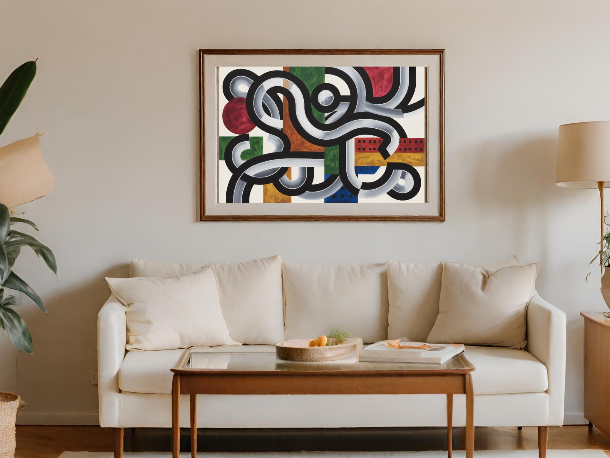 Abstract Colorful Geometric Wall Art for Living Room Decor