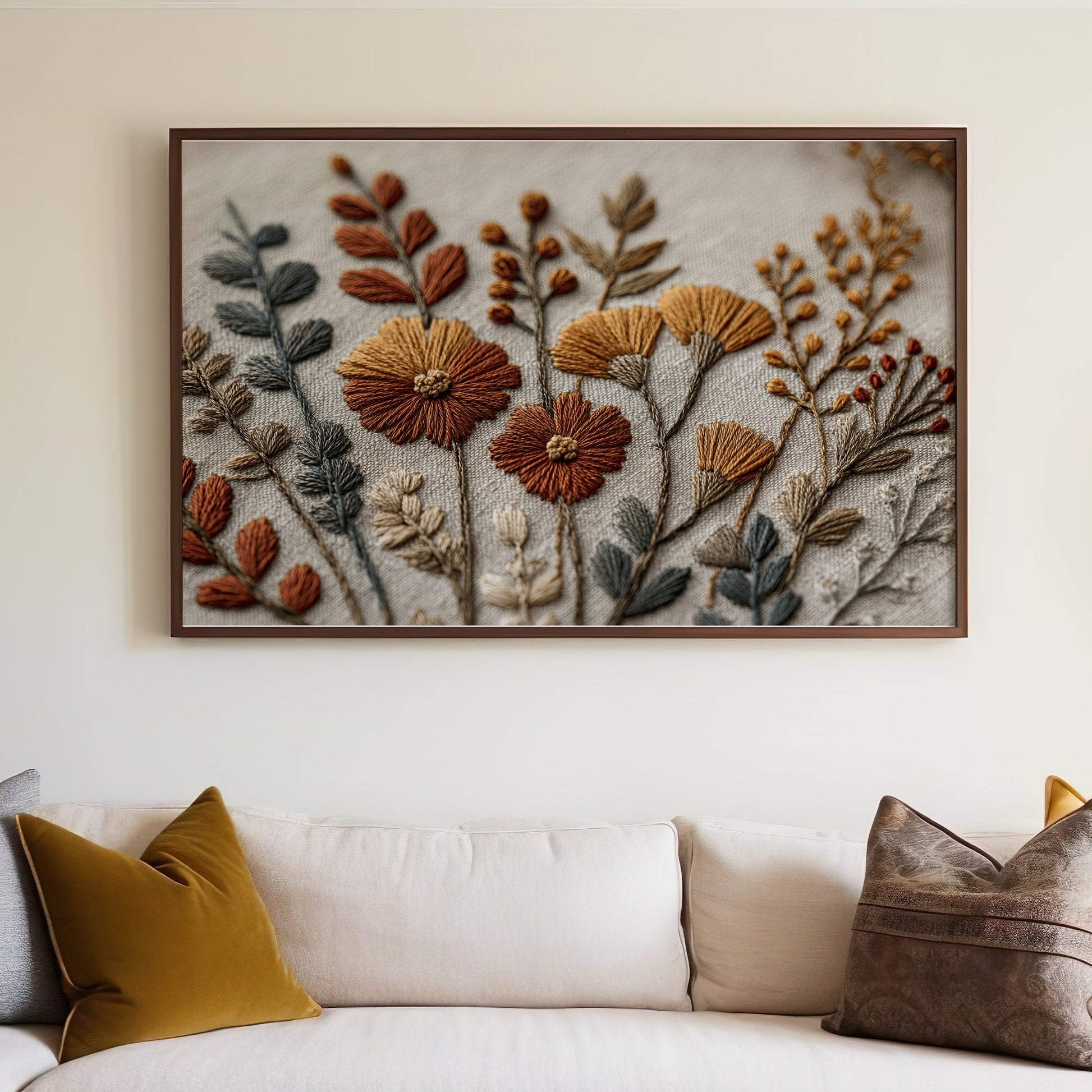 Beautiful Embroidered Floral Wall Art Decor
