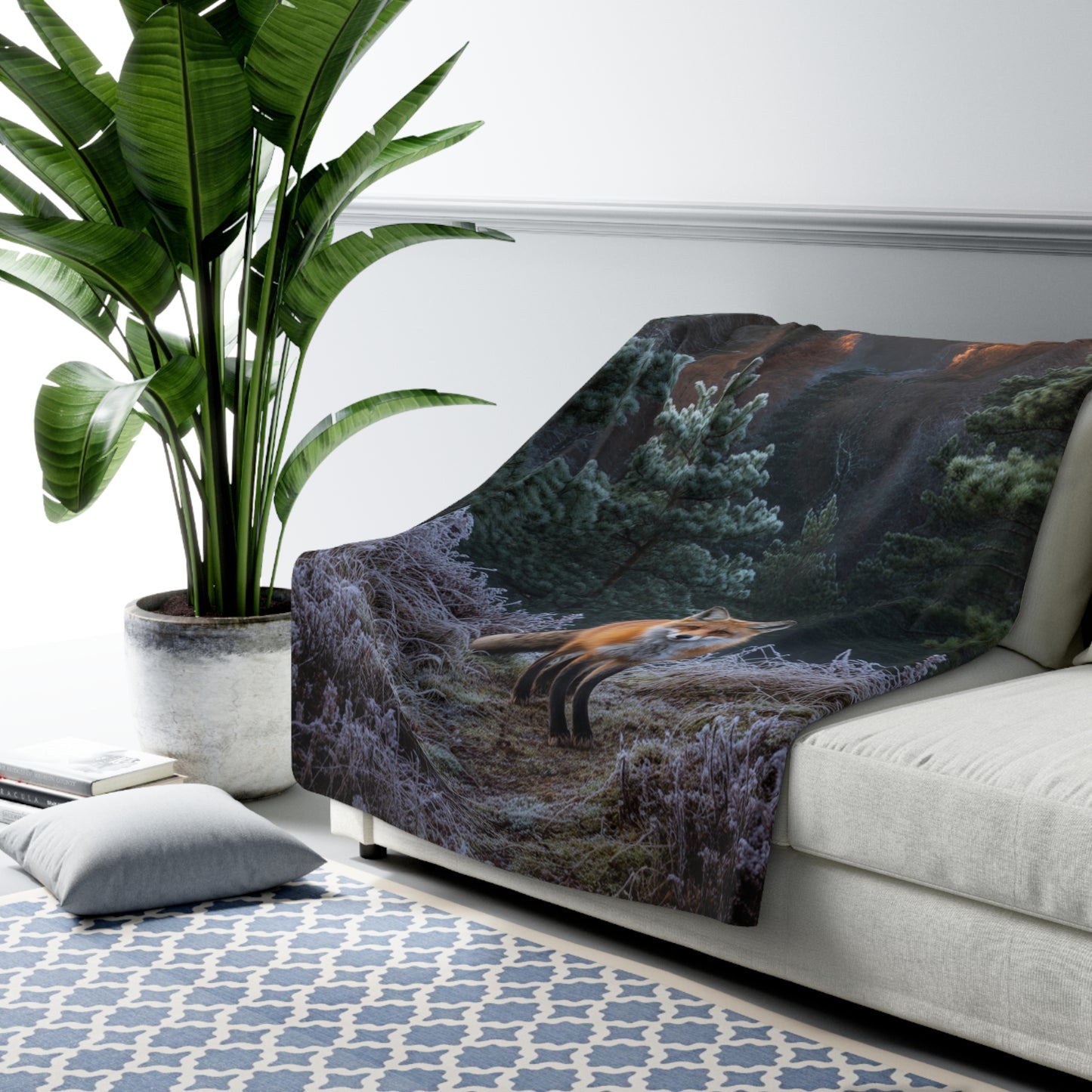 Bold Print Sherpa Blanket 60x80 | Statement Throw Blanket | Unique Home Gift