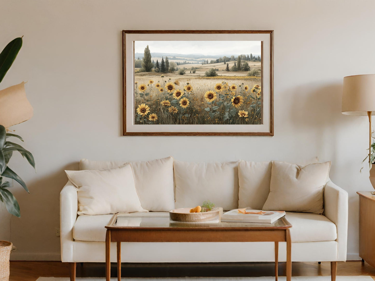 Sunflower Field Painting Wall Art for Home Decor