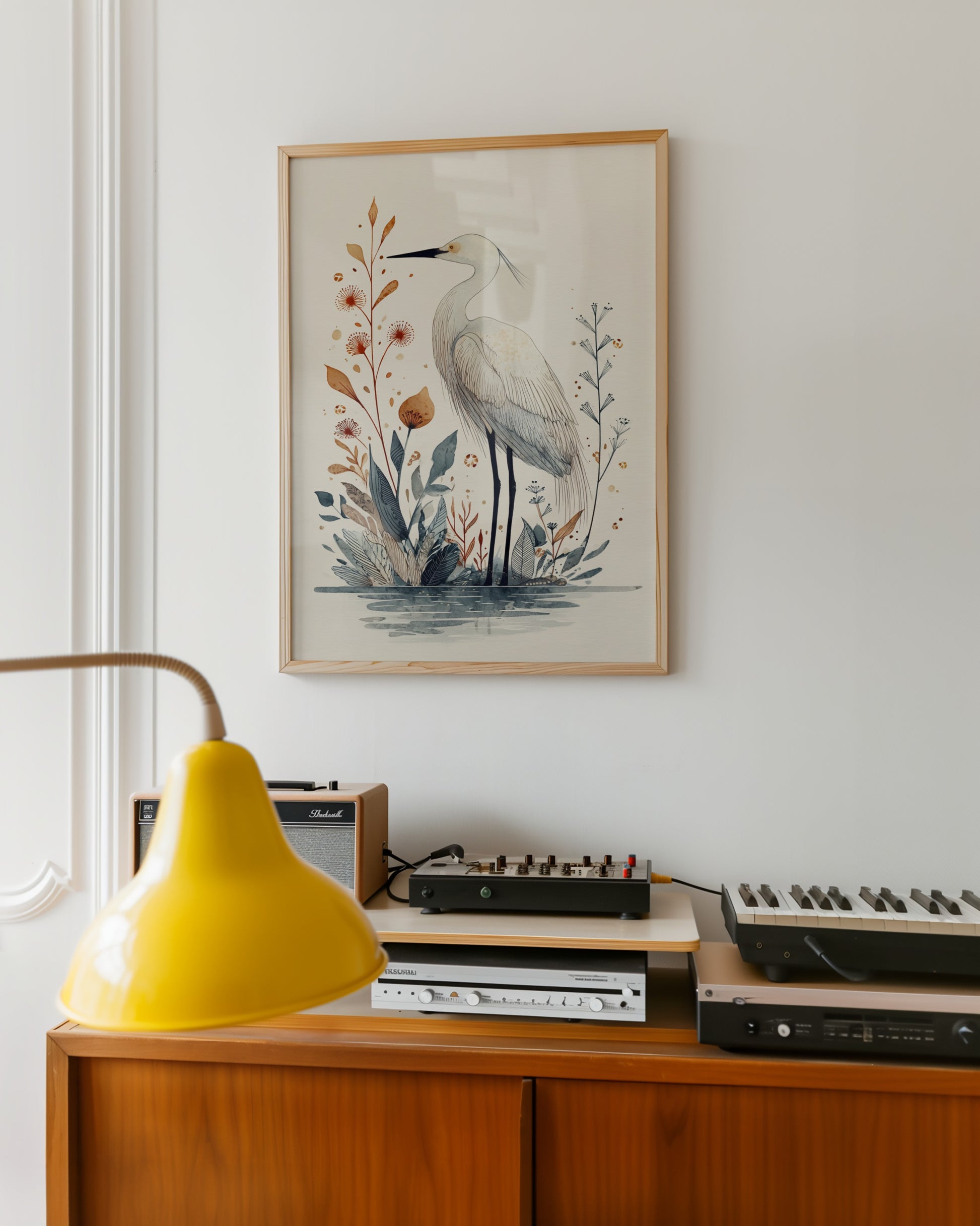 Elegant Heron Watercolor Art Print for Home Decor