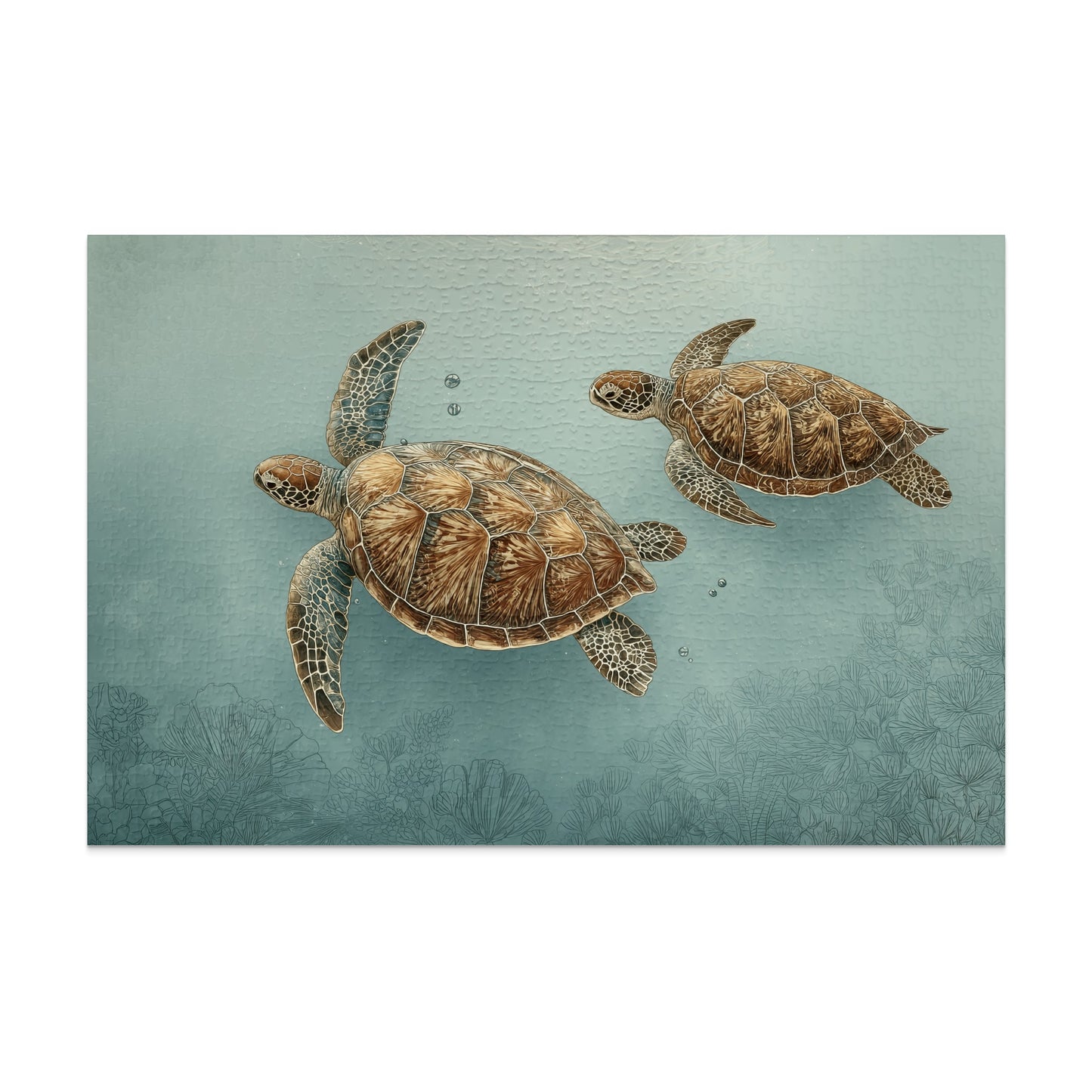 Two Majestic Sea Turtles on a Beautiful Blue Ocean Wall Art